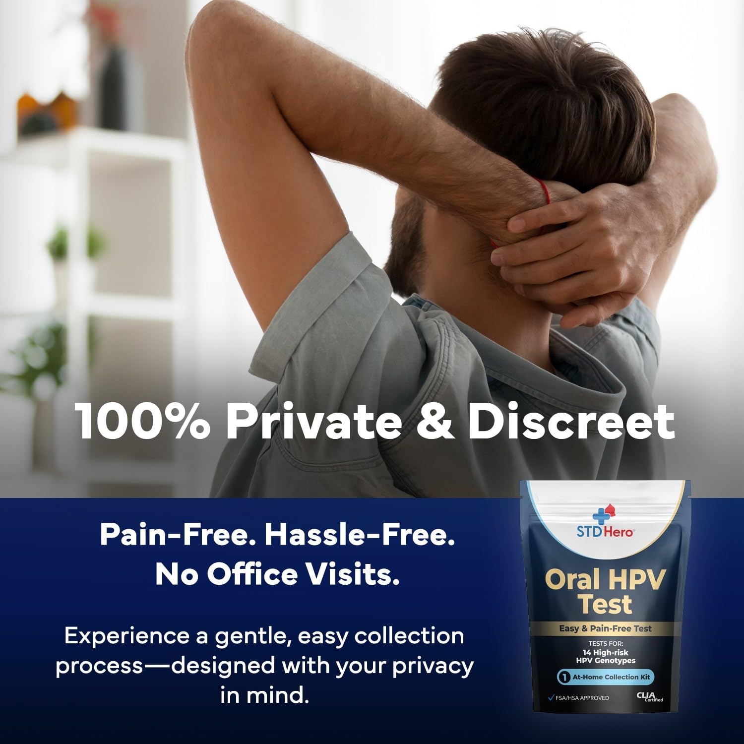 STD Hero Oral HPV Test Kit for Women and Men - at-Home Oral Rinse Collection for Health Screening - Simple, Private, and Easy-to-Use Home Test
