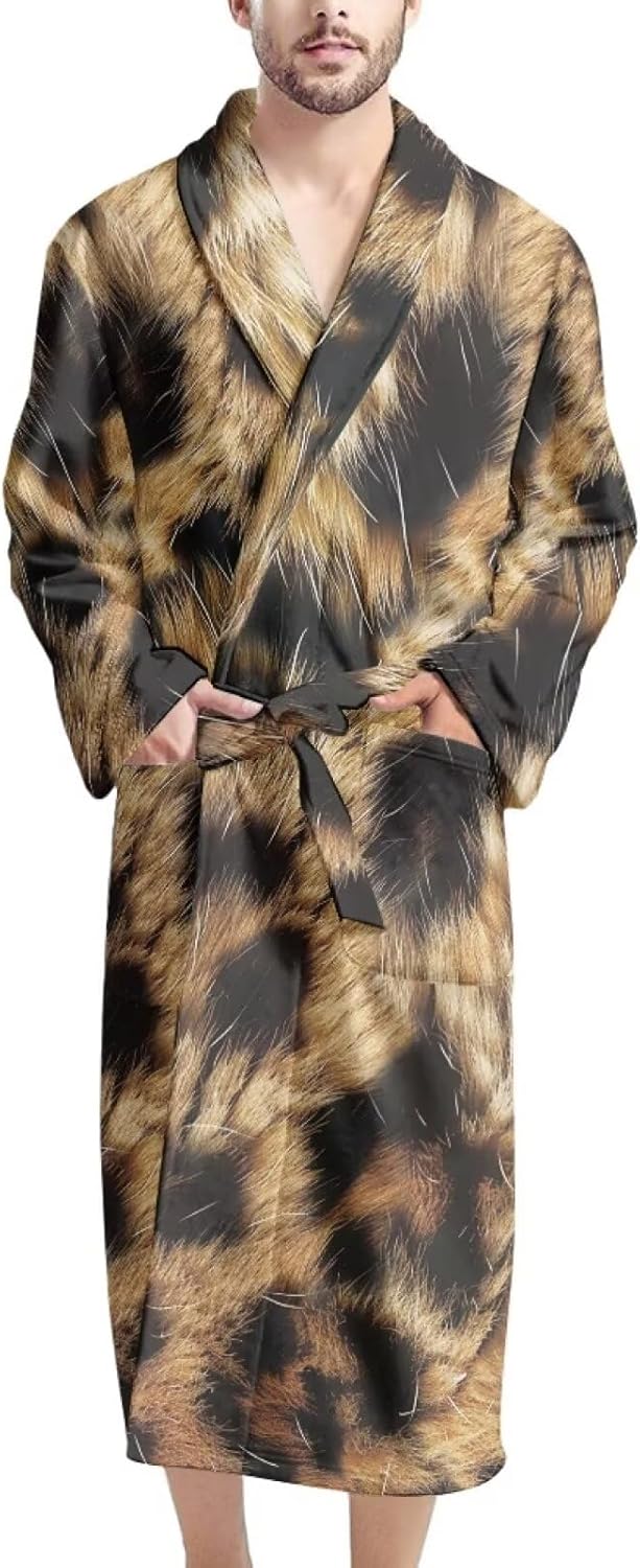 Howilath Men's Fleece Dressing Gown, Novelty Design Adults Microfibre Sports Bathrobe, Bathrobe 100% Polyester