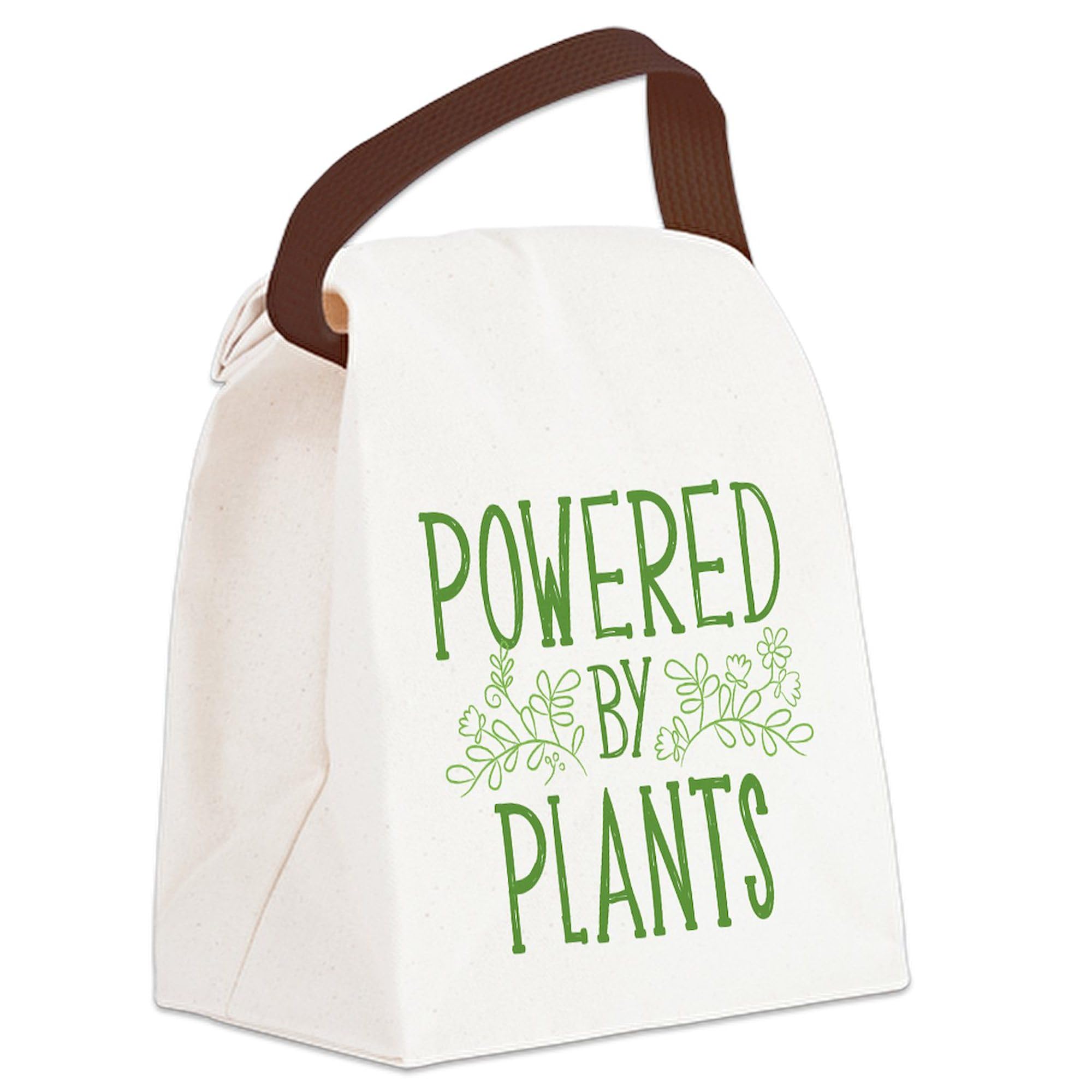 CafePress Powered By Plants Canvas Lunch Bag with Strap Handle