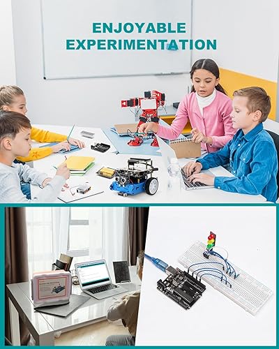 Miniatura 7 de RockBee UNO R3 Kit de inicio y tutorial (55 artículos), con tarjeta de memoria, utiliza chips originales compatibles con Arduino IDE