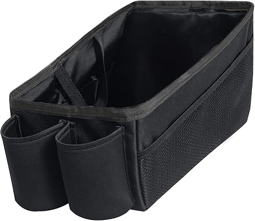 FH Group E-Z Organizador de coche multiusos de viaje con portavasos  Almacenamiento para asiento trasero, color negro