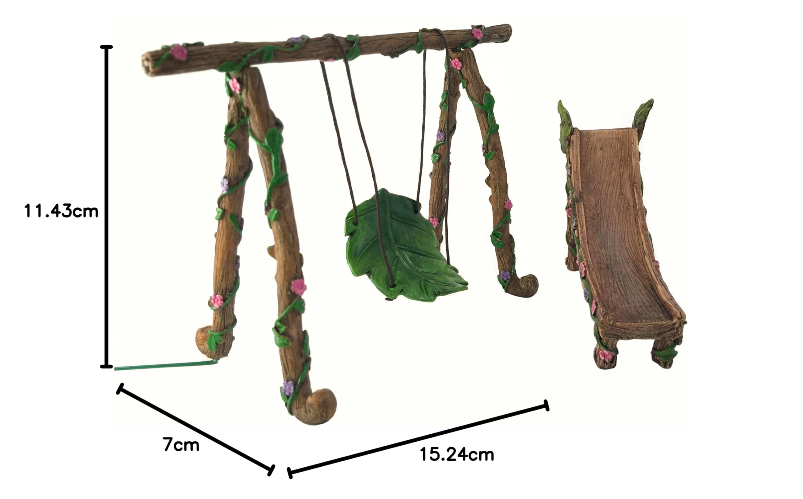 GlitZGlam Ensemble Balançoire et Toboggan Miniature pour Nain et Fée - Accessoire Jardin Féerique