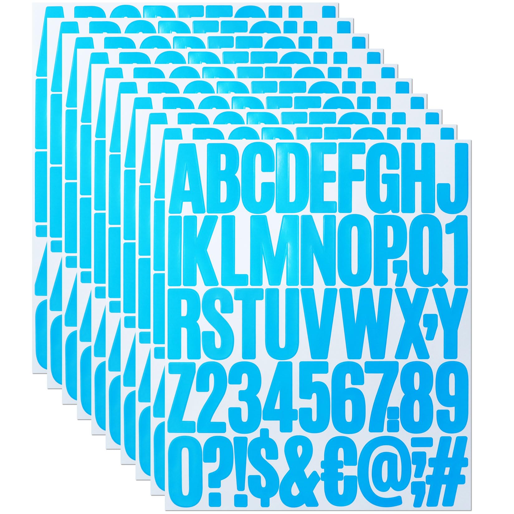 Photo 1 of 10 Sheets 2 Inch Letter Number Stickers,500 Pieces Adhesive Alphabet Sticker Letters Decals for Scrapbooking Mailbox Poster & Notice Board - Blue