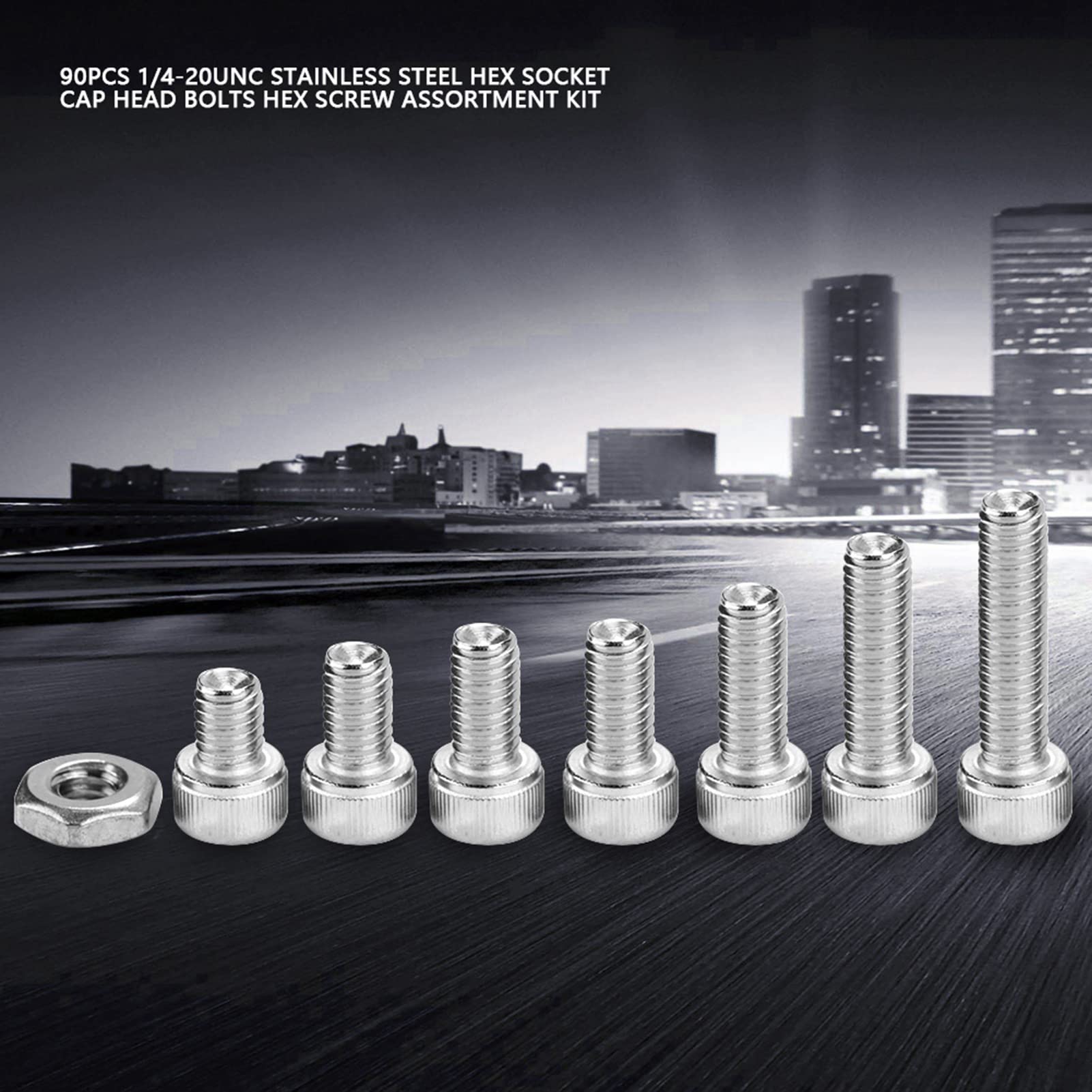 Viti a Testa Esagonale in Pollice Kit Assortimento Viti A Testa Esagonale In Acciaio Inox 90 Pezzi 1/4-20UNC