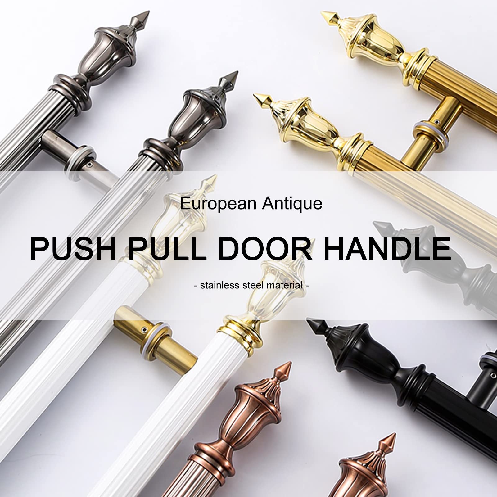 Pomo de puerta de acero inoxidable para puertas de madera y vidrio, completo con accesorios de instalación, diseño de estilo europeo