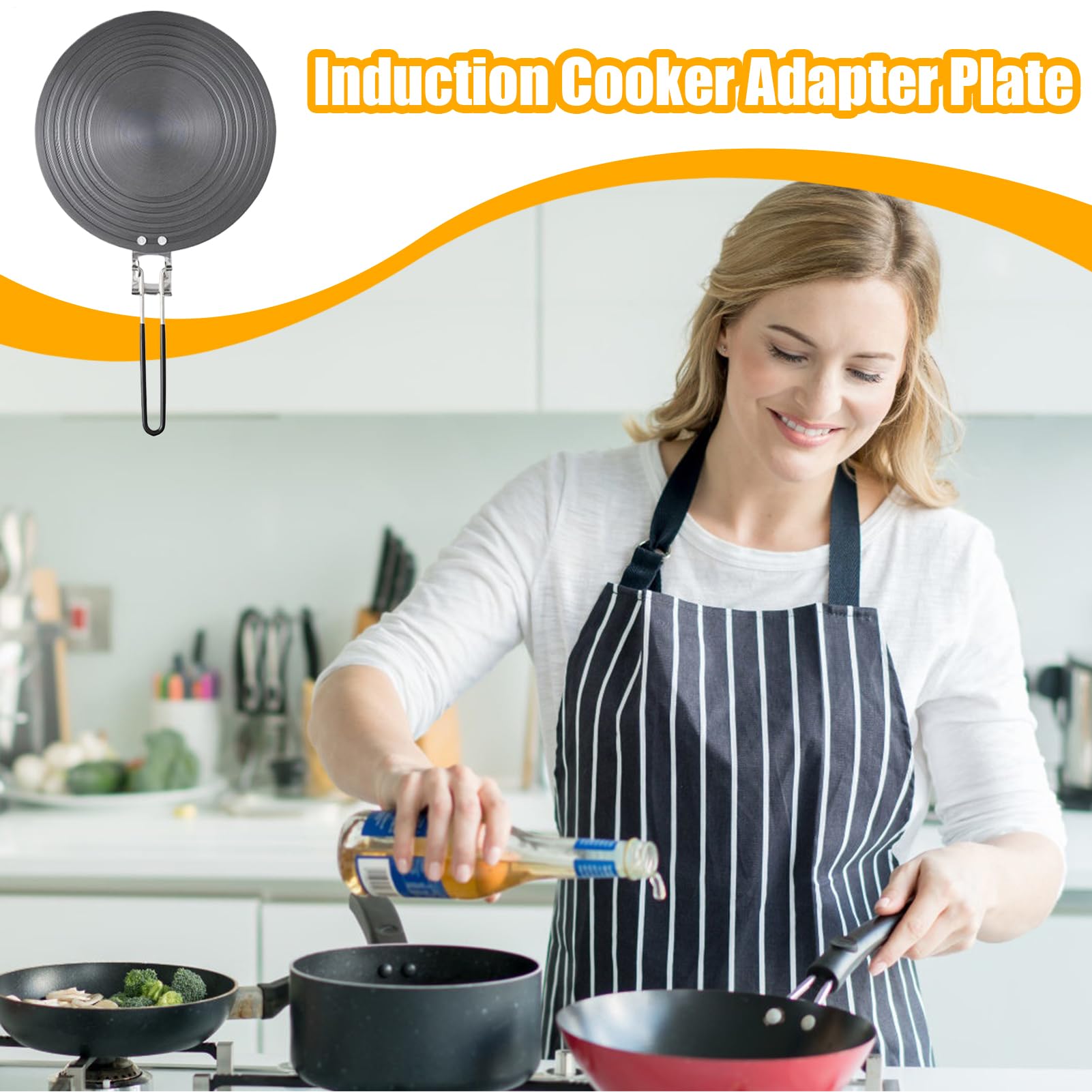 Placa Adaptadora De Inducción Conductividad Térmica Mango Antideslizante | Difusor De Calor Para Cocción A Fuego Lento Accesorio Para Cocina Ollas Sartenes Vidrio Hierro Fundido Apartamen