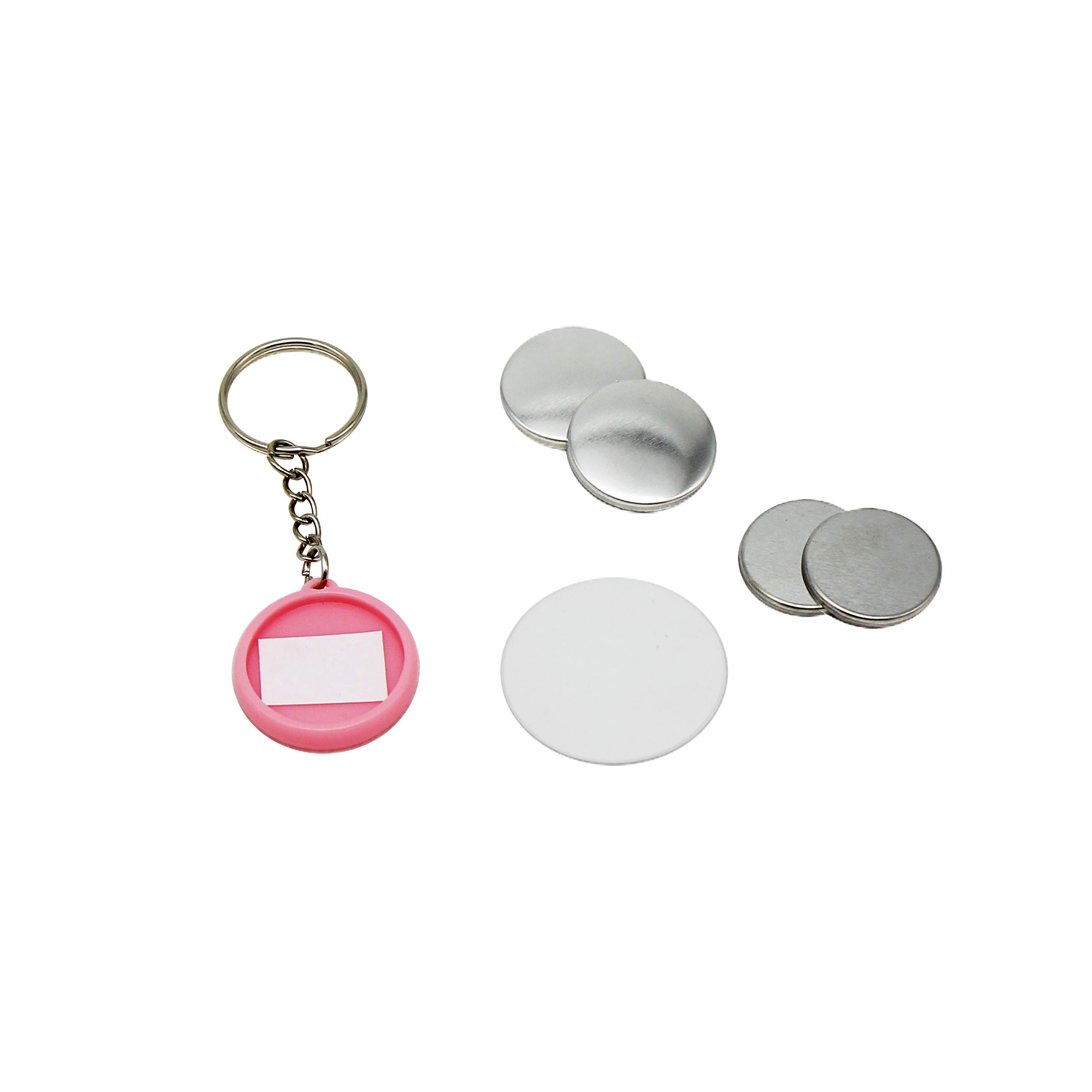 ChiButtons 25mm Double Sided Plastic Keychain Round Metric System (100 Sets) [Pink]