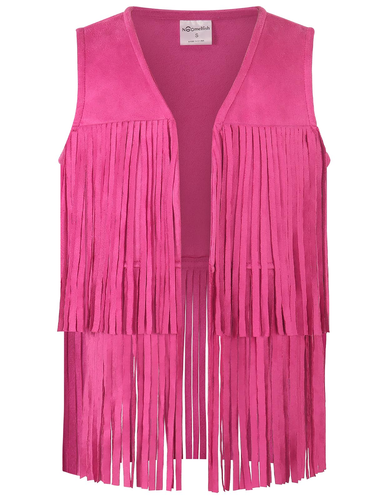 Noomelfish Girls Faux Suede Fringe Vest Sleeveless Boho Tassels Jacket Cardigan (5-12 Years)