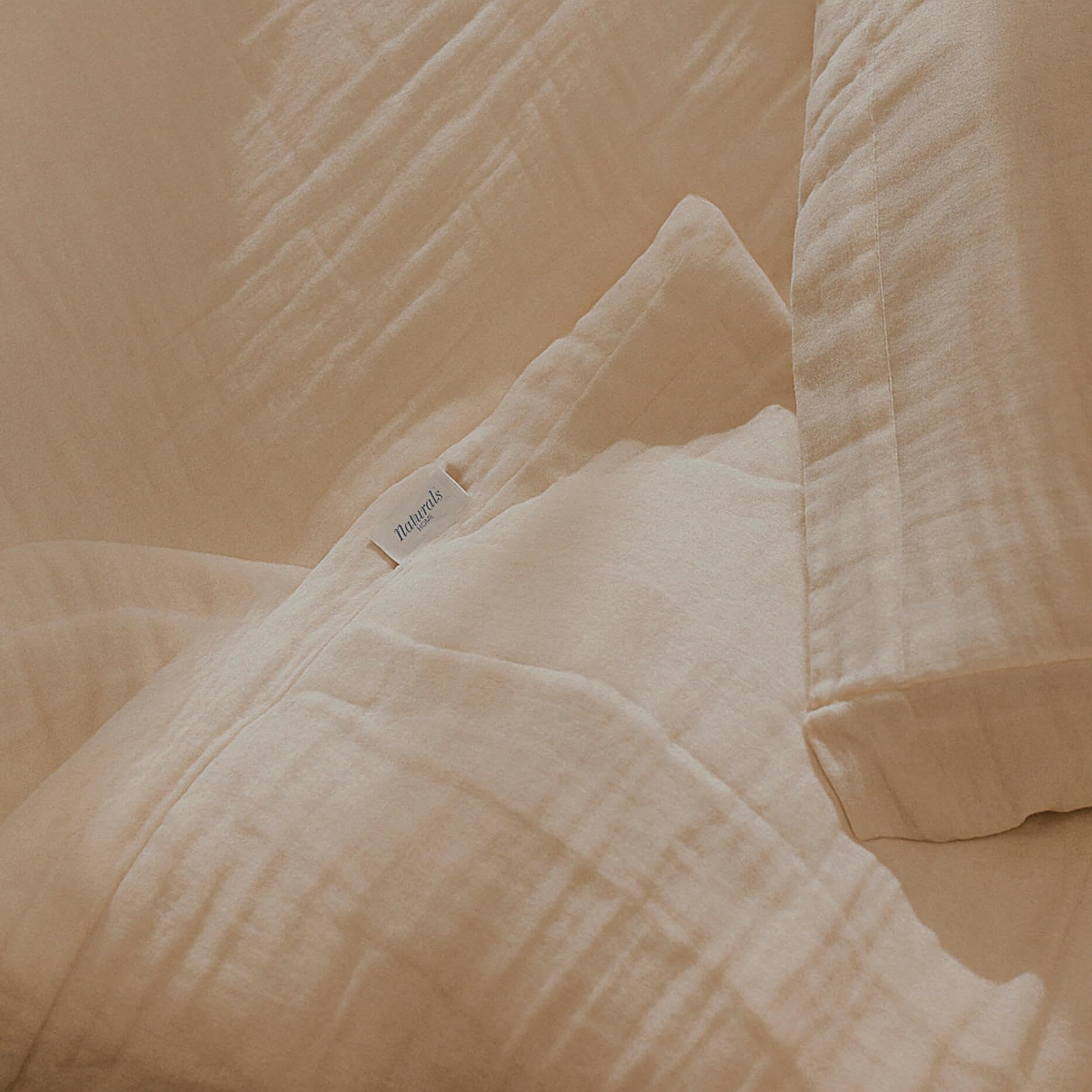 NATURALS - Funda Nórdica de Muselina Cama 105-100% Algodón Suave y Transpirable - Cierre de Botones - Nórdica 180x220 cm + 1 Funda Almohada 45x125 cm - Beige - Fabricado en España