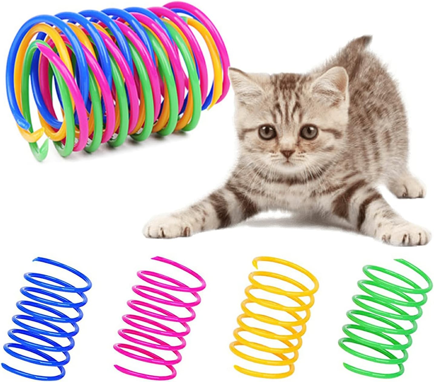 Cat Spiral Spring Cat Toys,100Pcs Cat Interactive Toys,Cat Springs Toys