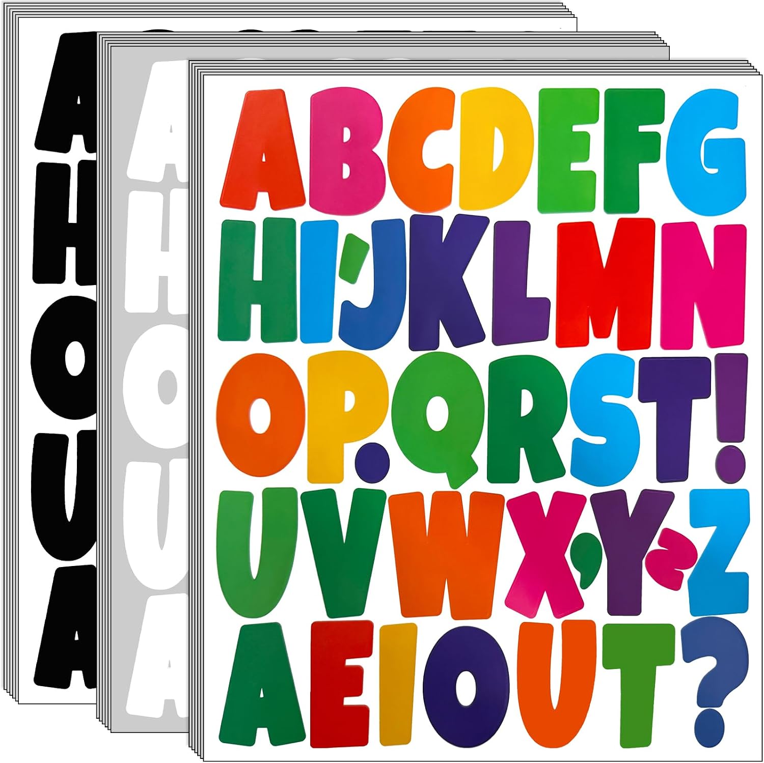 Bemeol Bulletin Board Letters 684 Pieces 2 Inch Alphabet Letter Stickers Self Adhesive Sticker Letters for Bulletin Poster Board Classroom Mailbox Door Home Decor(Multicolor)