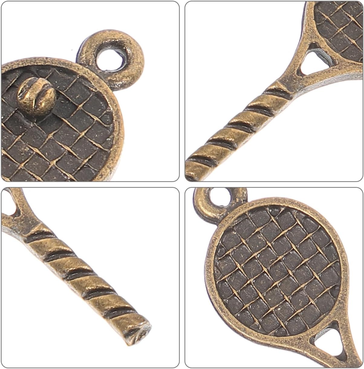 COHEALI 18pcs Tennis Racquet Charms Antique Tennis Racquet Shape Jewelry Charms with Hanging Hole for Bracelet Necklace Keychain and Jewelry Making 1.18 X 0.39 X 0.11 in image 5