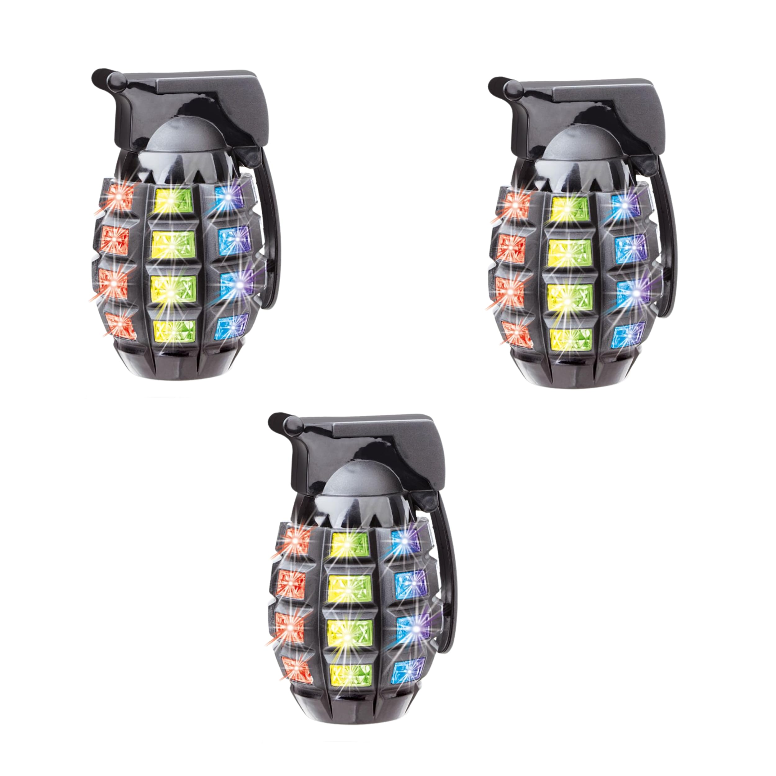 Toy Grenade great for Army Fancy dress Police Costume accessories Soldier Military SWAT & War Pretend dress up kids Role Play. Stocking and party bag filler. Emits cool sounds & Flashing lights. 3 PC