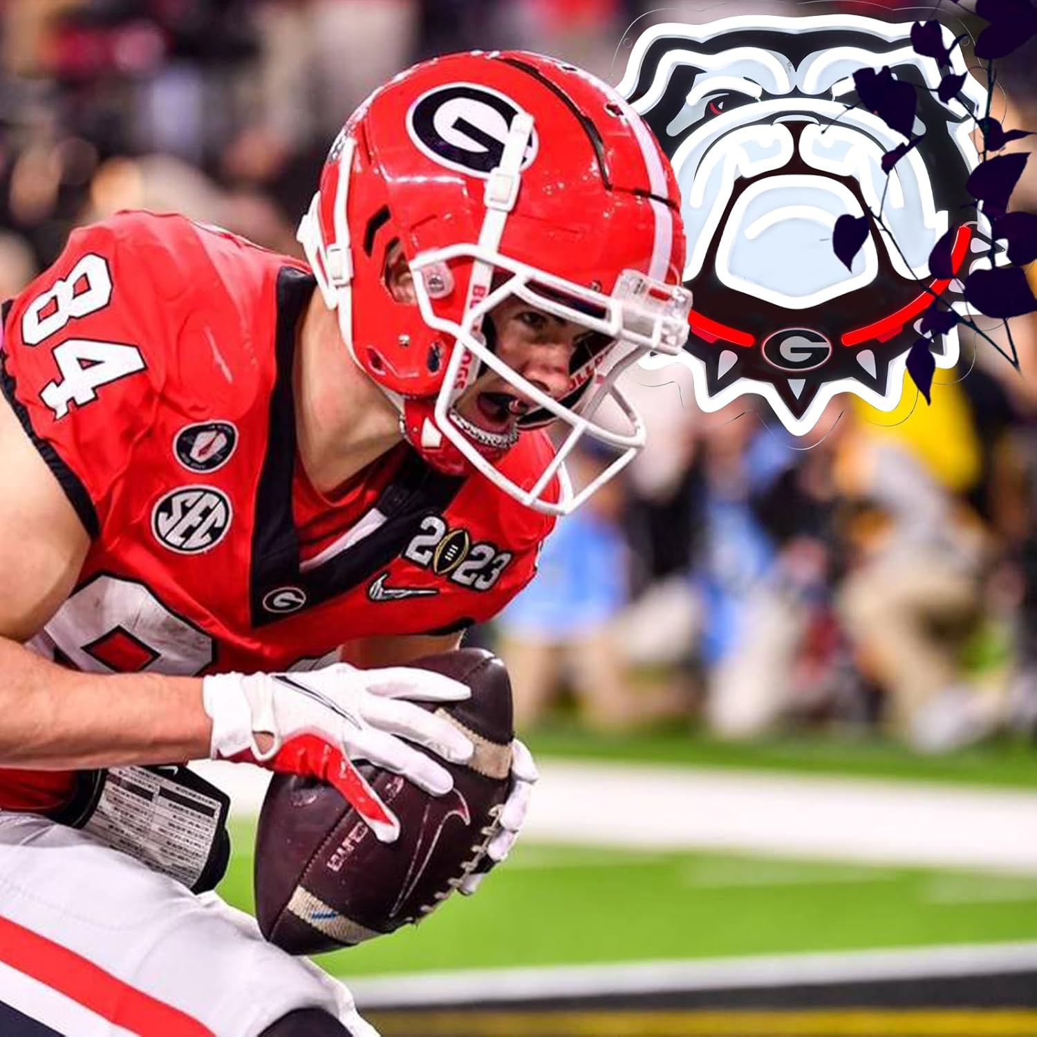 Georgia Neon Signs，University Football Team bulldogs Neon Light LED Sign for Football Fans Gifts，Neon Wall Art Sign Dimmable for Man Cave、Dormitory