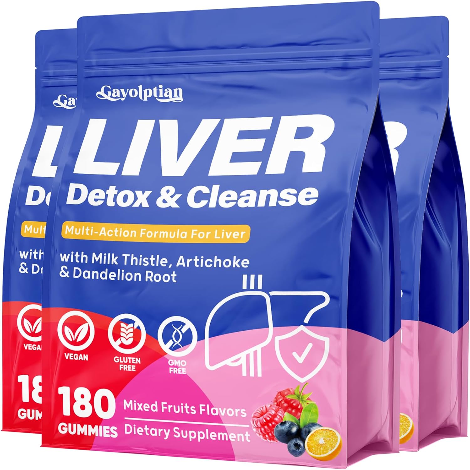 Liver Detox Cleanse & Repair, 2000mg Milk Thistle Liver Detox, Herbal Liver Support Supplement with Beetroot, Dandelion Root, Turmeric, Glutathione for Gut Health, Metabolism, Energy, 3P