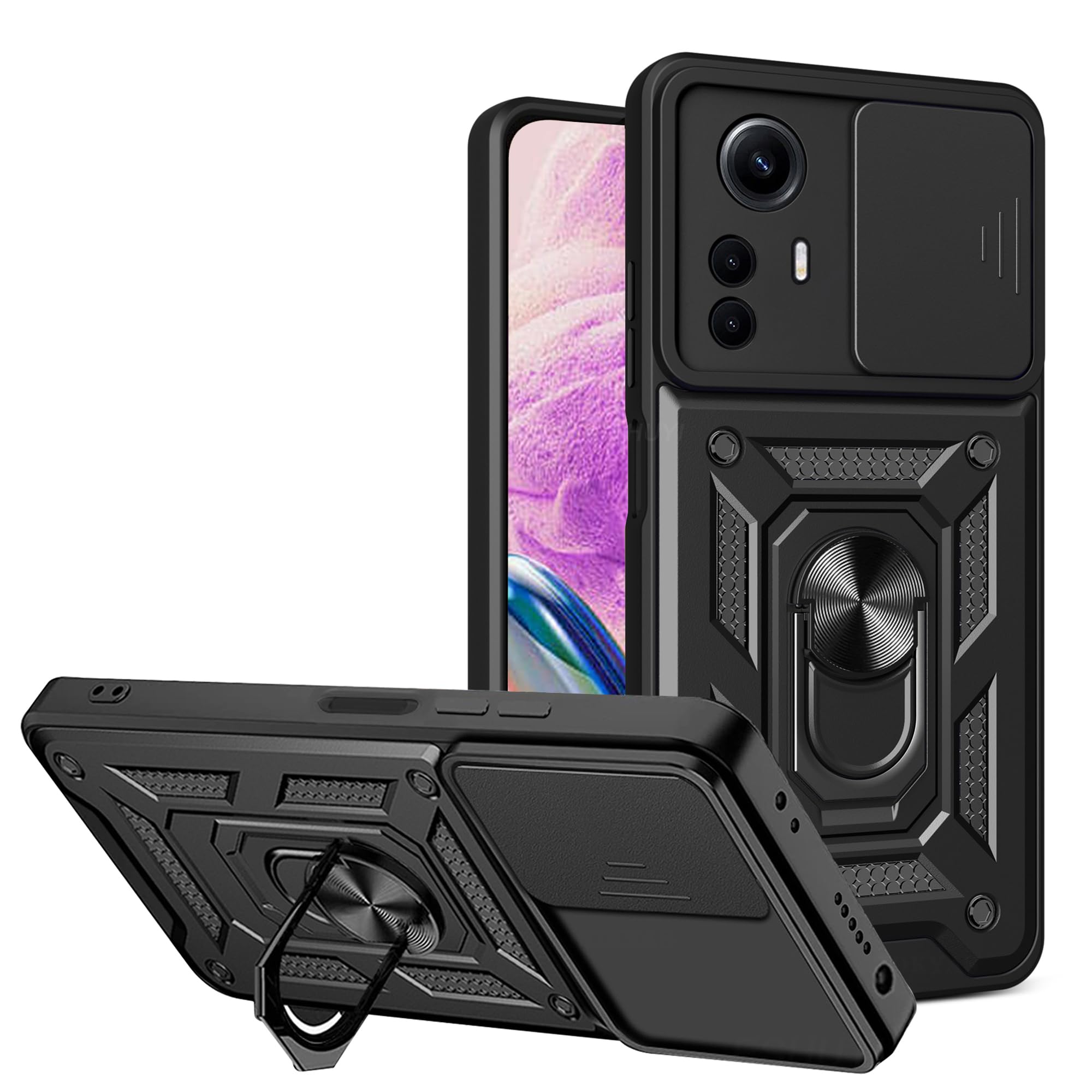 KANSi Cover per Xiaomi Redmi Note 11 / Redmi Note 11S 4G (6.43), Vetro Temperato [2 Pack] Custodie Silicone TPU 360° Rotante Anello Magnetica Anello Ring Supporto Bumper - Rose Gold