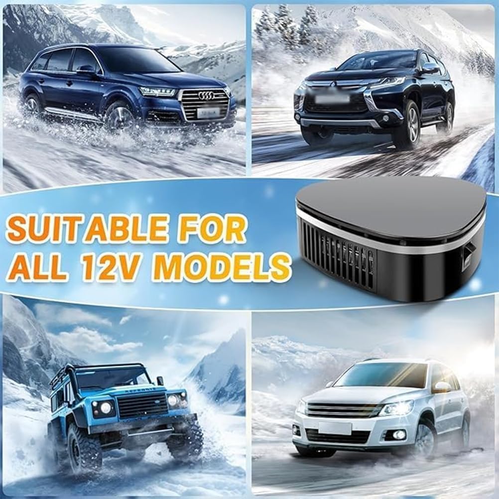 Portable Car Heater & Defroster, 12V Windshield Defogger Defroster with Suction Cup, Dual Heating & Cooling Modes and Support 360° Rotatable Design for Cars Windshield Outdoor Construction