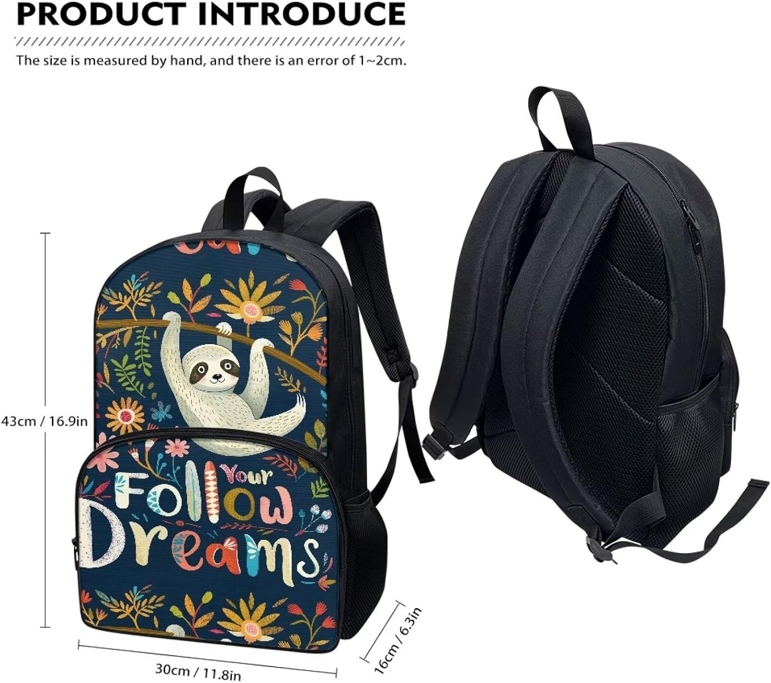 Sloth Backpack for Kids School Backpack for Boys Novelty Animal Bagpack Personalized Satchel Follow Dream Bookbag