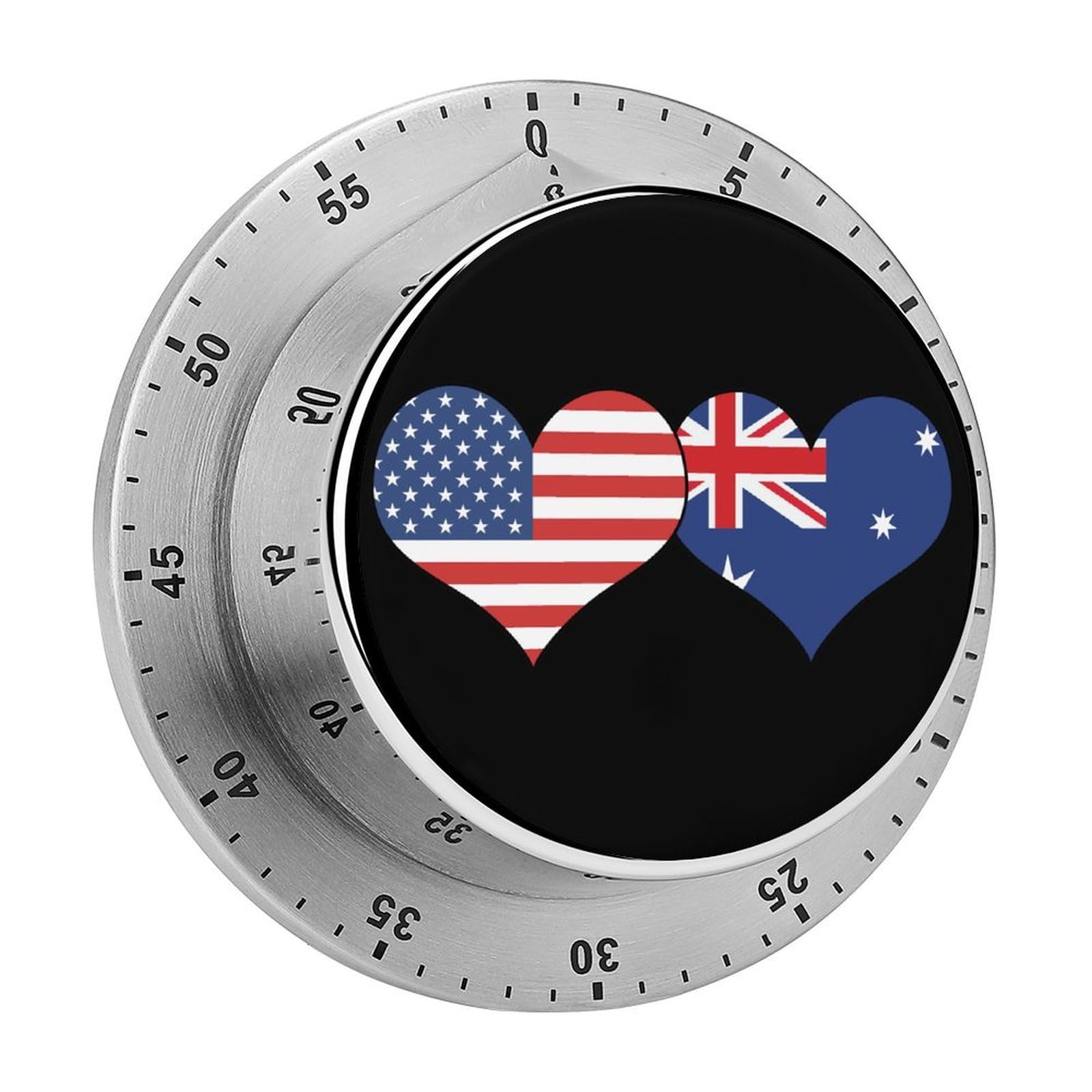 U.S.A Australia Love Flag Magnetic Timer for Kitchen Cooking Productivity Stainless Steel Timers with Alarm