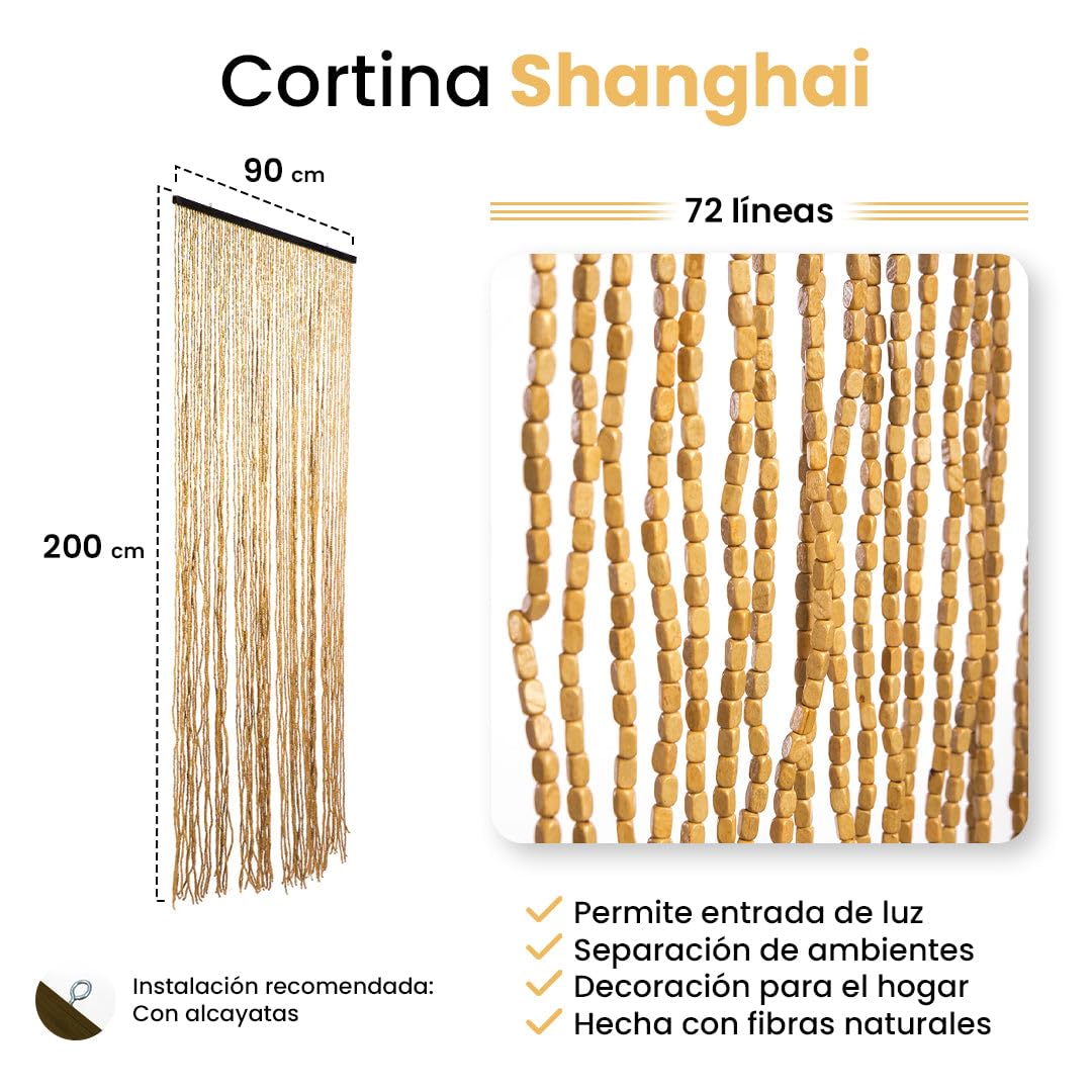 CATRAL Cortina Puerta Shanghai Marfil 72 Lineas Madera Exterior 90X200CM