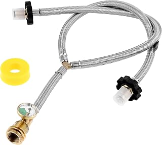 Dual Propane Tank Connection Kit - Two Way POL & QCC Y Splitter hose, Braided Stainless Steel Propane Hose with Splitter to Connect 5-100lbs Cylinder Tank