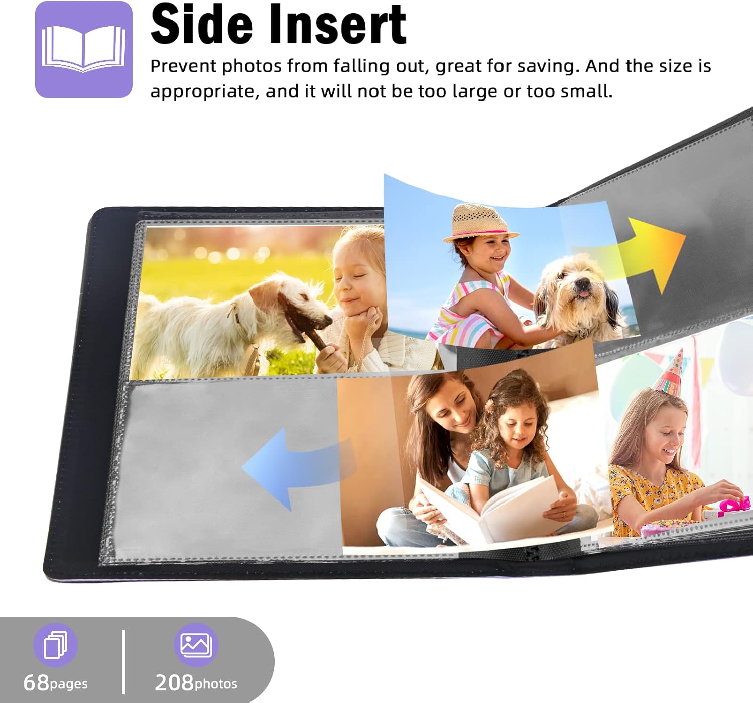 Photo Album 4x6 Photos PU Leather Cover Picture Book Black Inner Page with Front Window, Each 4x6 Photo Album Holds 136 Pictures, 4x6 Photo Book for Baby Wedding Family Children Anniversar, 2Packs