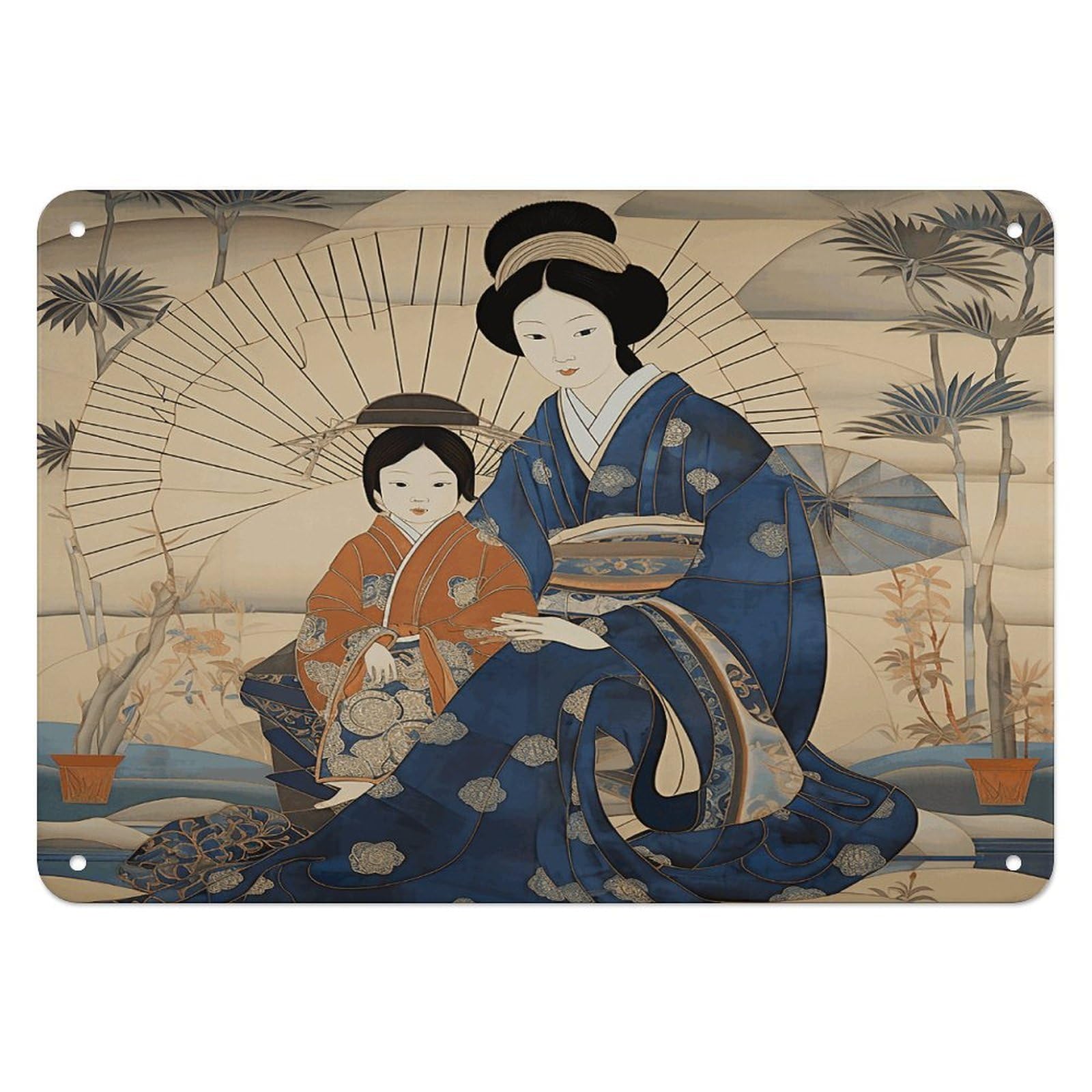 Fekiloot Style Japanese Art Wall Decor Iron Painting Metal Sign