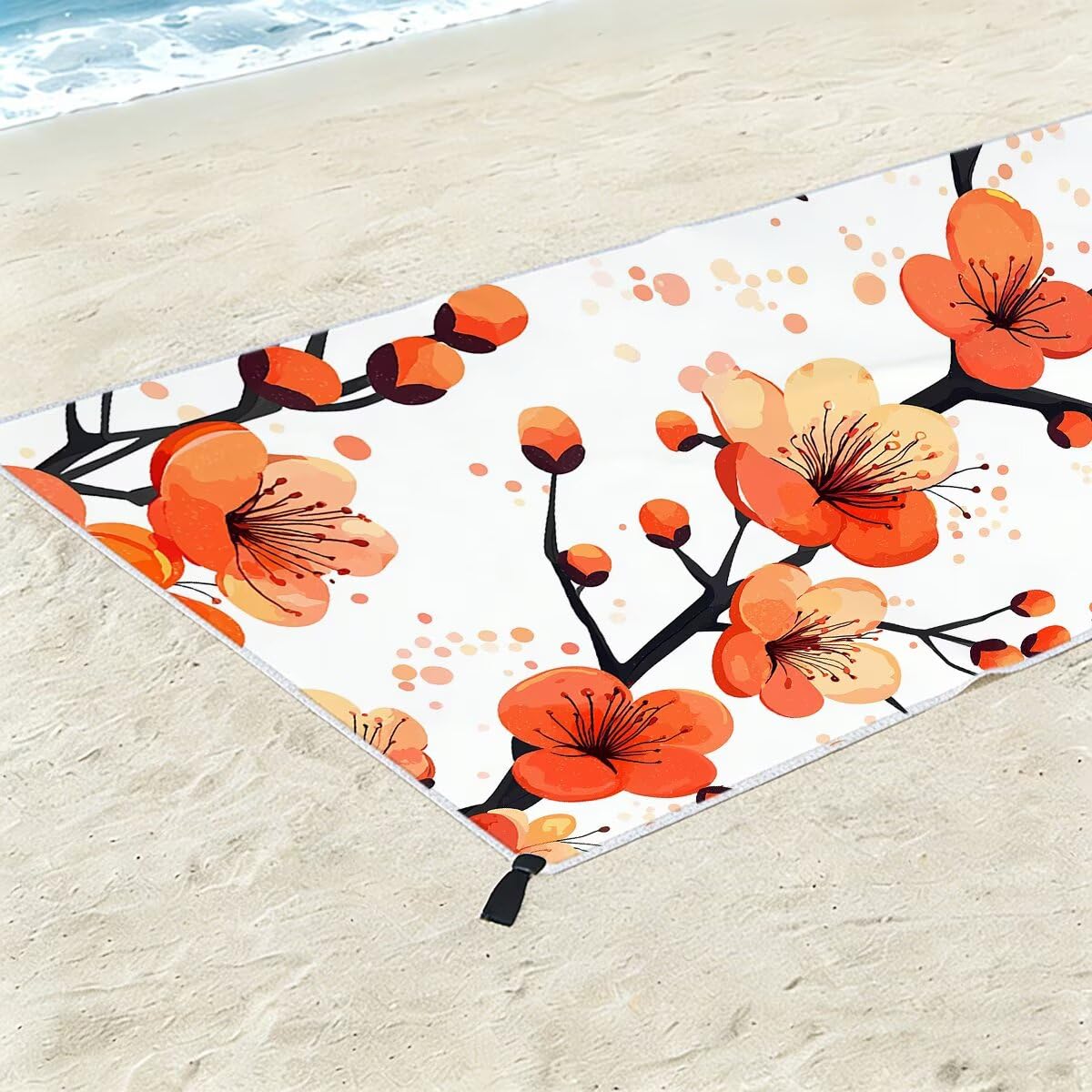 Ręcznik plażowy z mikrofibry, duży ręcznik kąpielowy 100 x 220 cm, zestaw 2 szt. szybkoschnących prześcieradeł kąpielowych w kwiaty, odporny na piasek ręczniki plażowe z mikrofibry do podróży