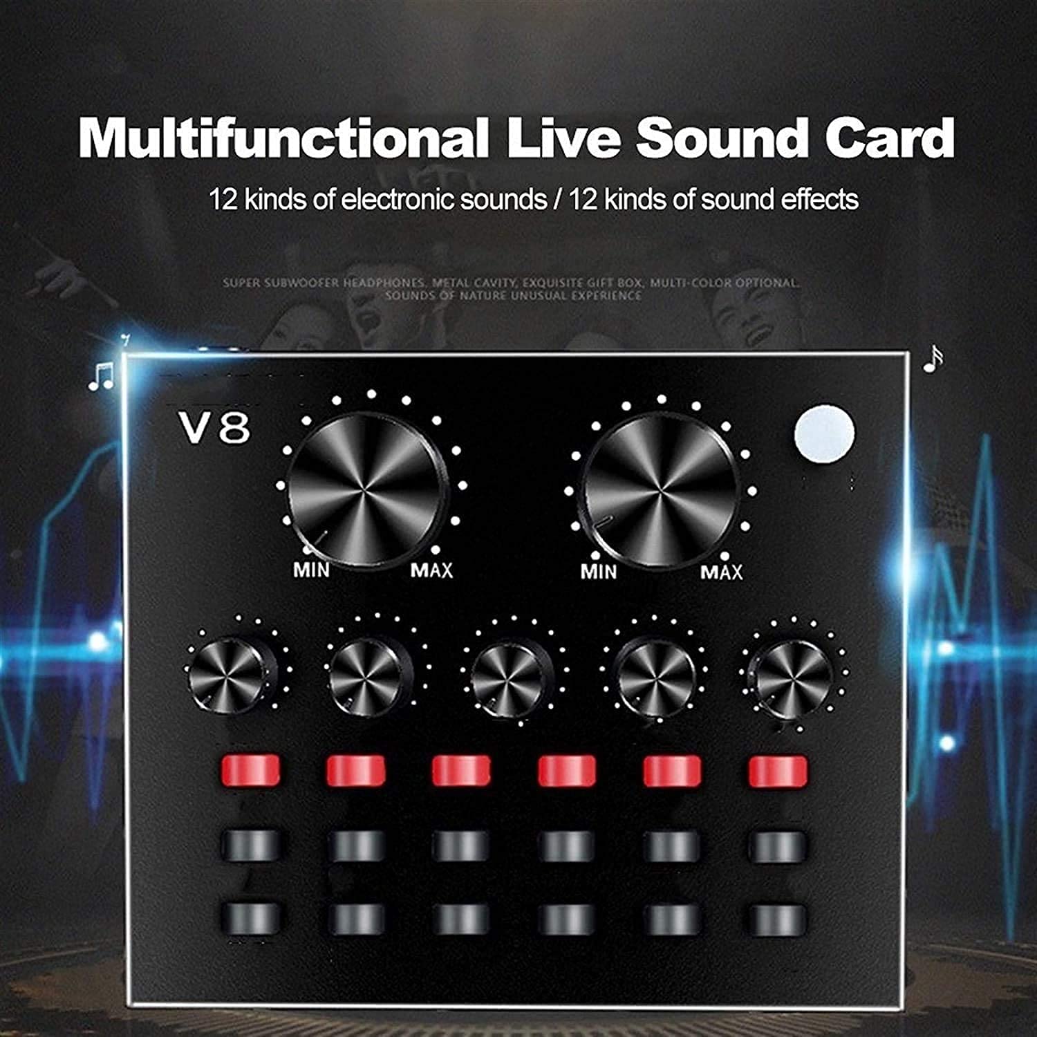 SGSG Bundle Microfono a condensatore, Kit Microfono BM-800 con Scheda Audio Live, Scheda Audio V8 Che può connettersi a Bluetooth e caricare per registrazioni e trasmissioni in Studio (Oro)