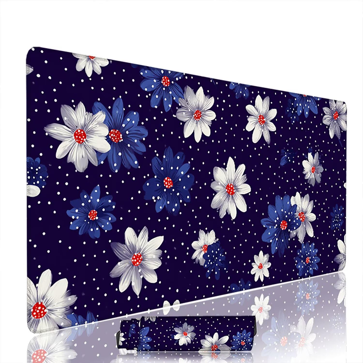 Granatowa podkładka pod mysz podkładka pod mysz do gier XXL 1200 x 600 x 3 mm podkładka pod mysz gumowy kwiat duża podkładka pod rękę dla graczy akcesoria PC antypoślizgowe i wodoodporne, do