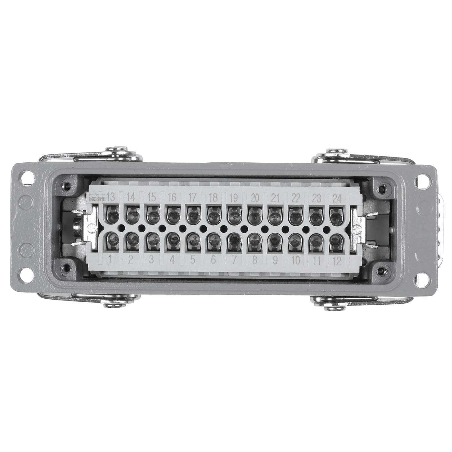 Rectangulaire H24B-He-024-1 Connecteurs à Usage Intensif Puissance 24 Broches Ligne de Noyaux Pieds à Vis 16A 500V Prise D'Aviation Prise,139X43X72Mm