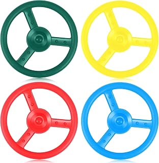 Libima 4 Pack Playground Steering Wheel Kids Swingset Steering Wheel Playset Plastic Pirate Ship Wheel for Kids Outdoor Playground Ship Playhouse Treehouse Decor