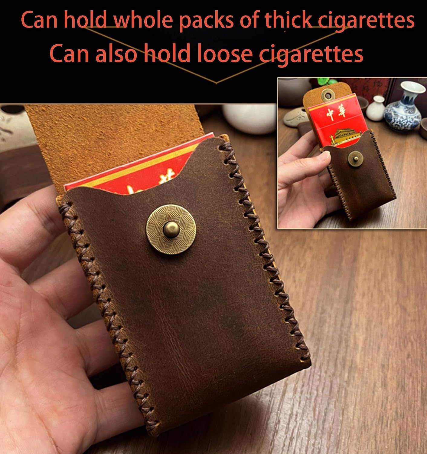 Leather Cigarette Case Holder with Belt Loop, Portable Travel Pouch Box for Men and Women, Multi-Purpose Outdoor Storage for Hiking, Biking & Daily Use(1)