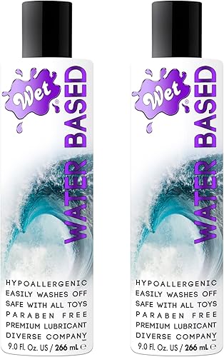 Wet Lubricante original a base de agua de 9 onzas (paquete de 2) lubricante personal de primera calidad, fórmula de larga duración para