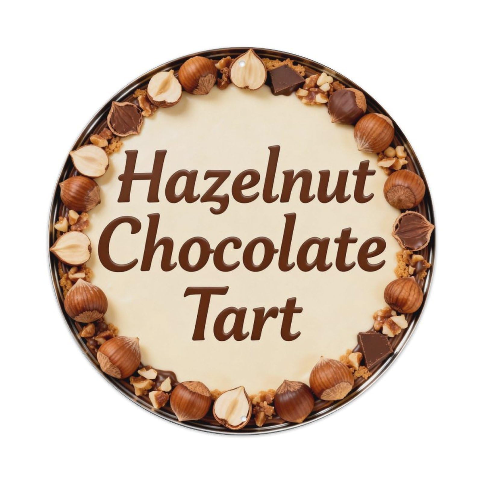 Hazelnut Chocolate Tart Metal Tin Sign Plaque