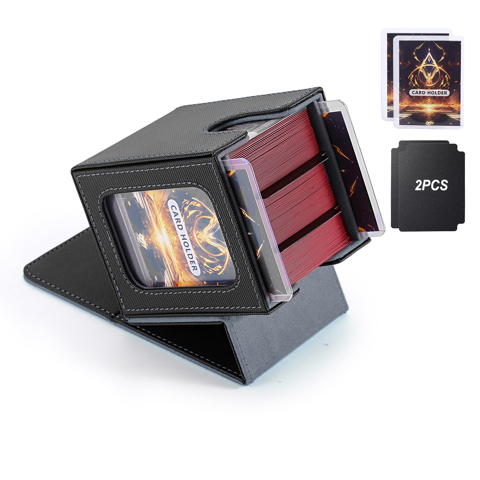 Stepane MTG Commander Deck Box for TCG with dual display windows,Black Gray โ image 1