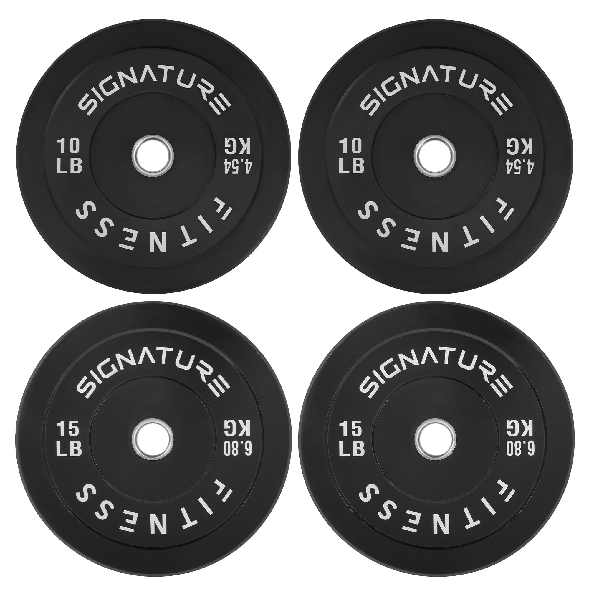 Signature Fitness Lot De 2 Disques De Poids Olympiques De 5,1 Cm Avec Moyeu En Acier – 100 % Caoutchouc Vierge