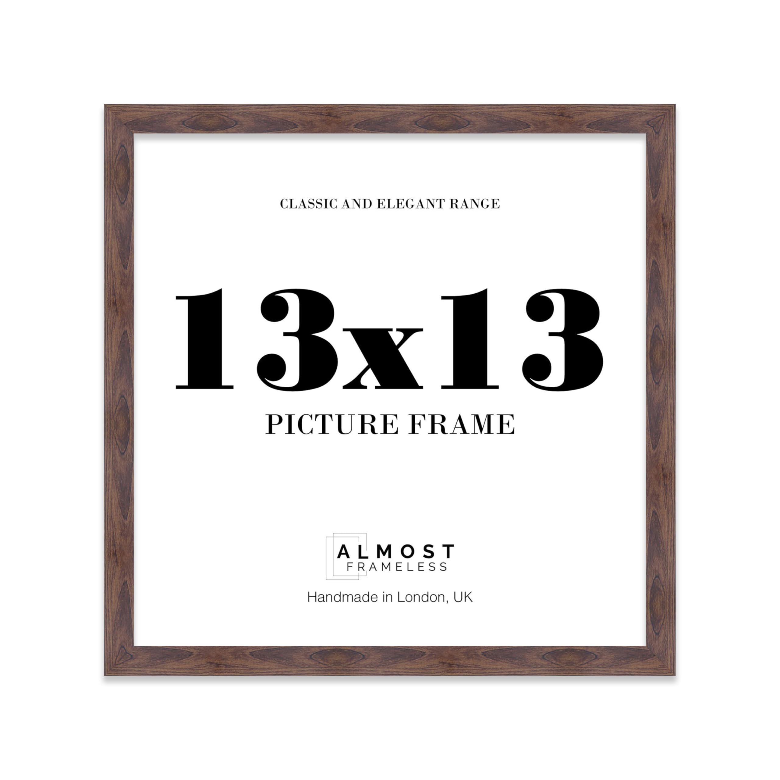 13x13 Walnut Picture Frame for Square Photos, Posters, Prints & Artwork, (43.2 x 43.2cm) Wall Display Moderrn Style Photo Frame for Home, Office, Gallery Wall, 1 Pack