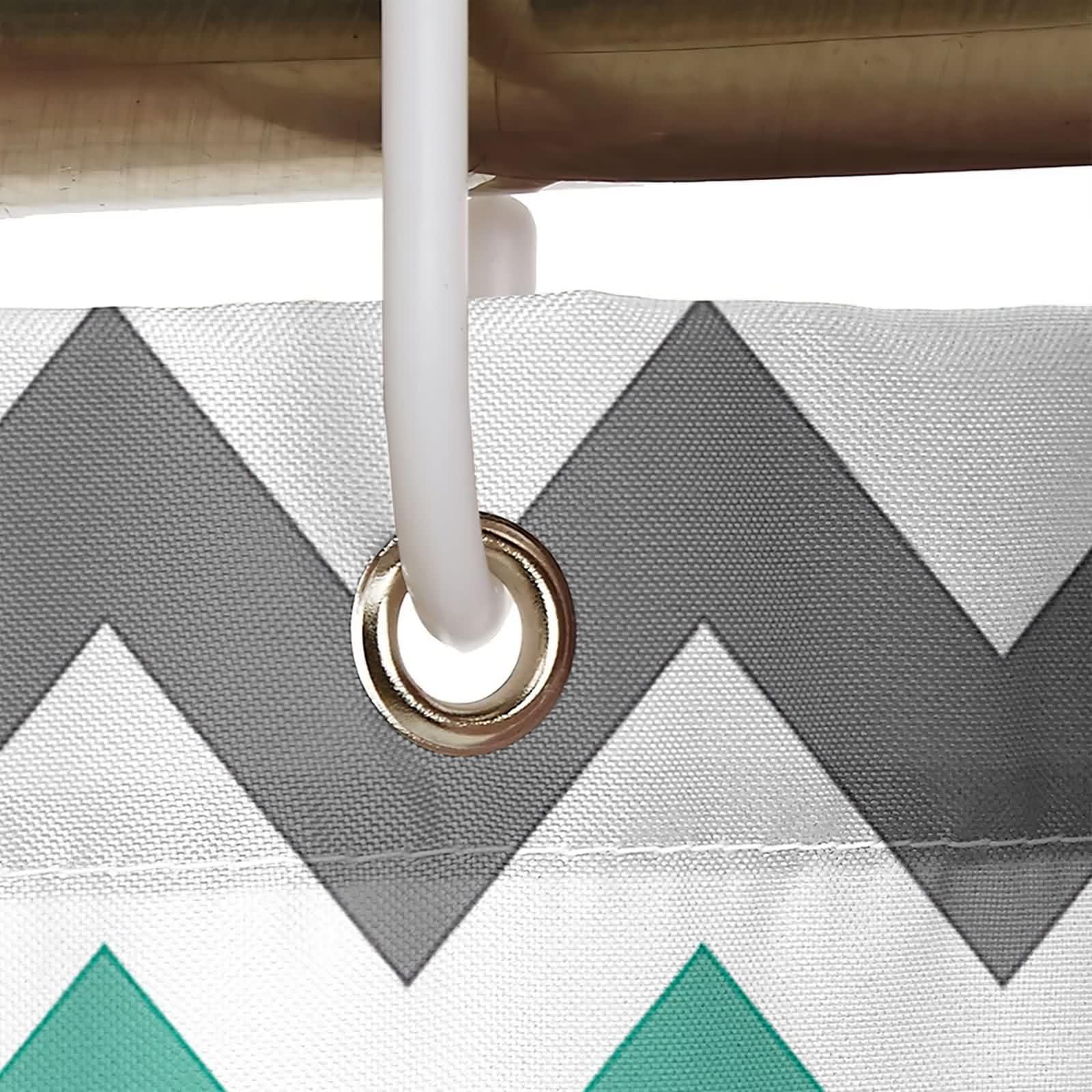 Cortina de ducha de 180 x 200 cm, textil gris, azul turquesa blanco, verde y gris, patrón de ondas, cortina de baño, poliéster, antimoho, secado rápido, 1,8 x 2 m de largo (ancho x alto) con