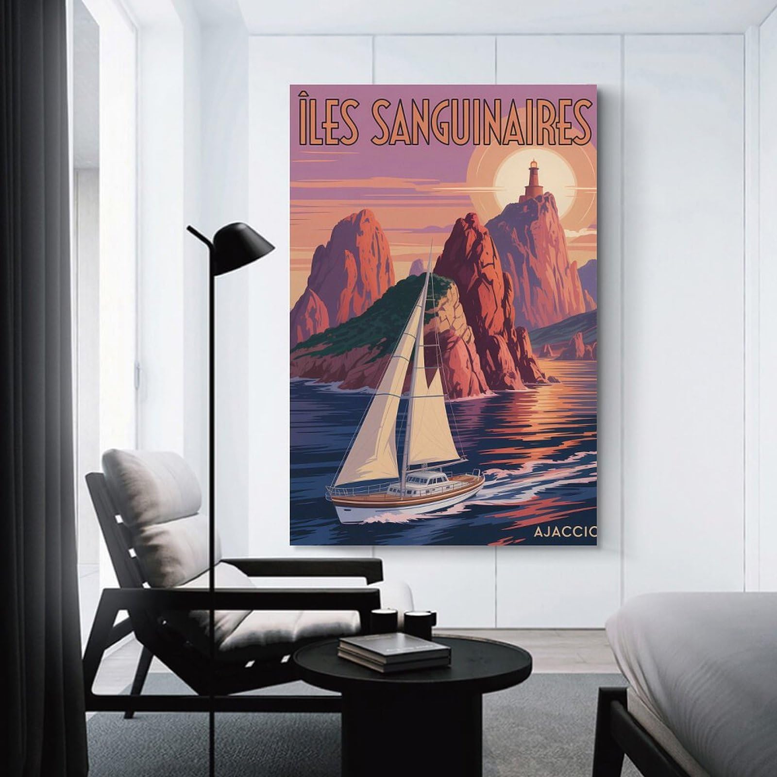 Junmoney Unframe-Style-21 Sanguinaires Islands Sailboat Sunset Canvas Art Print, 24X36inch(60X90cm), For Bedroom, Lounge Or Dressing Area, Canvas Wall Decor For Personal Spaces