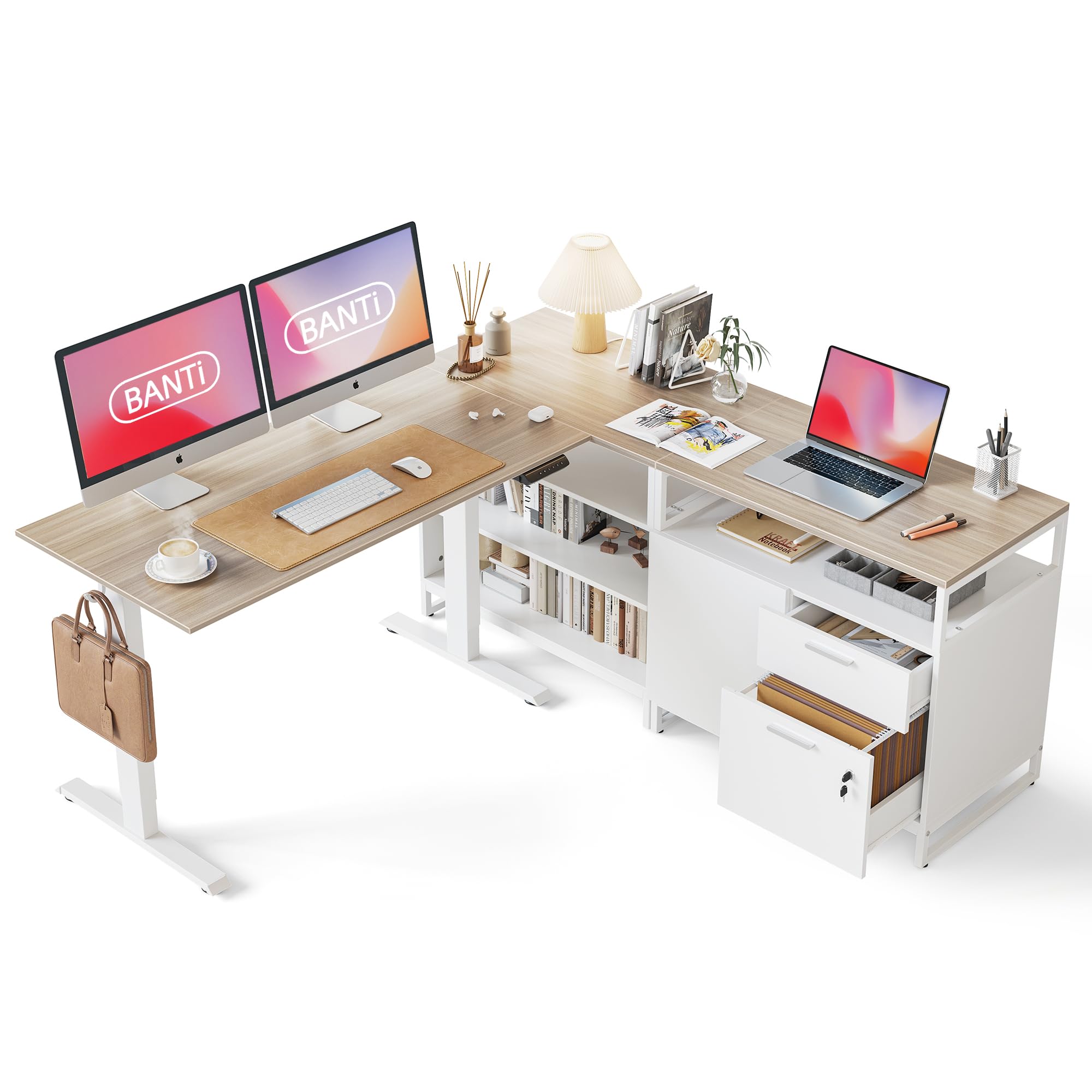 Amazon.com: BANTI Executive L Shaped Standing Desk, 66 Inch with 2