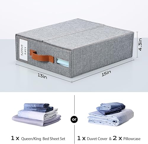 Miniatura 5 de Yecaye Organizadores y almacenamiento de sábanas, paquete de 2 organizadores de sábanas para armario de lino, organizador de juego de sábanas