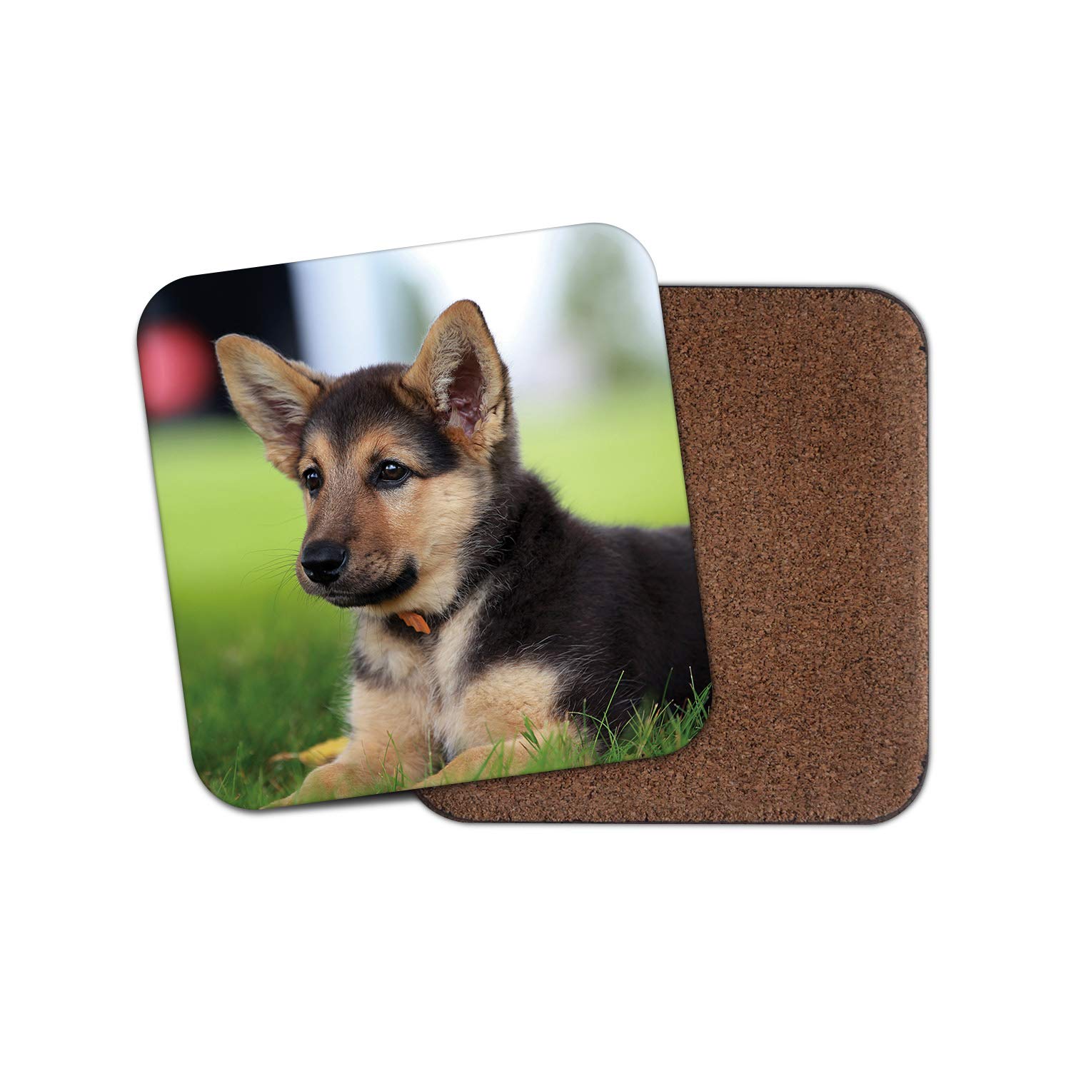 1 x Alsatian Puppy Coaster - German Shepherd Dog Cute Puppies Kids Fun #8646