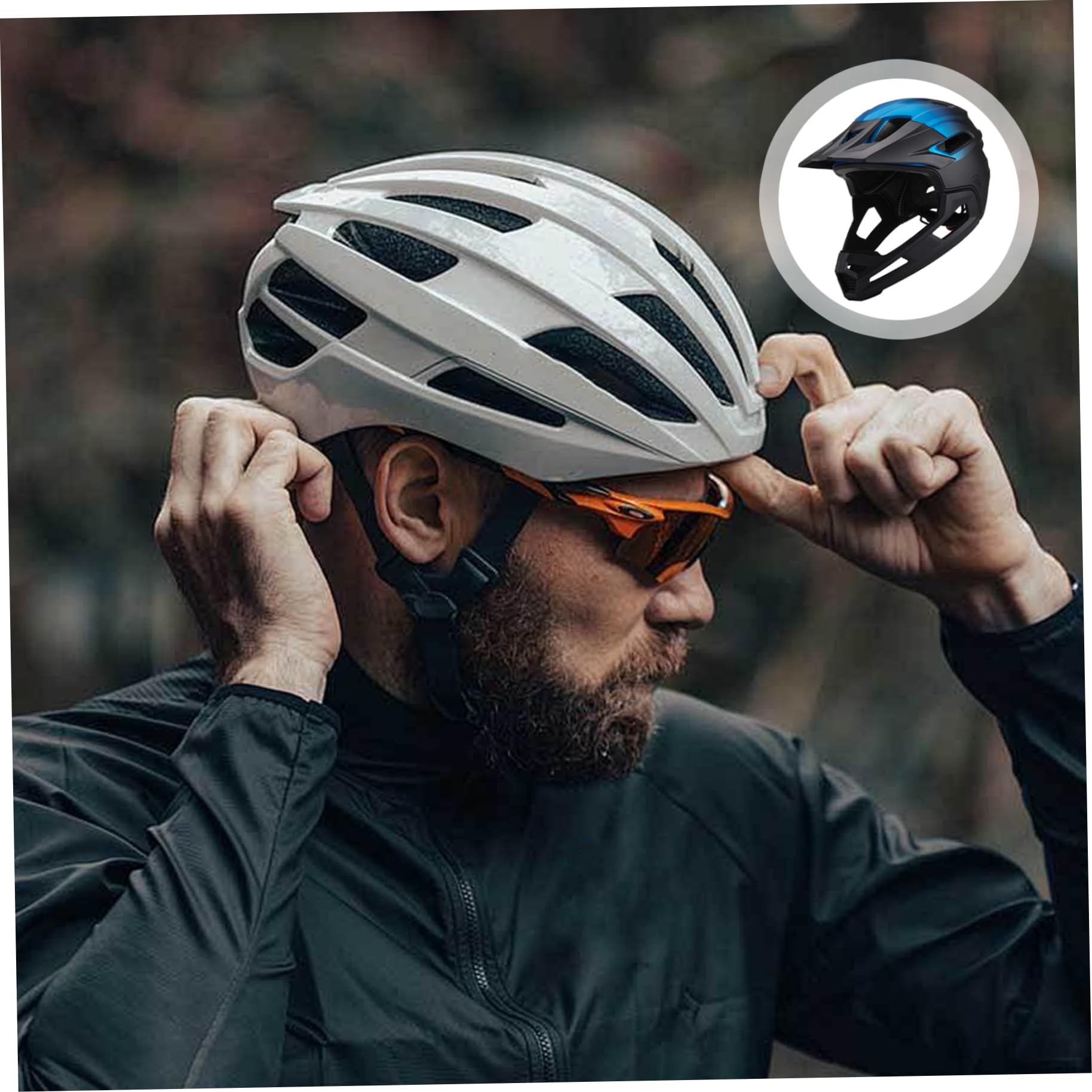 Caschi da ciclismo per uomo, casco da bici adulto uomo donna casco integrale e mezzo viso protettivo resistente al con mentoniera rimovibile leggero regolabile per sport all'aria aperta