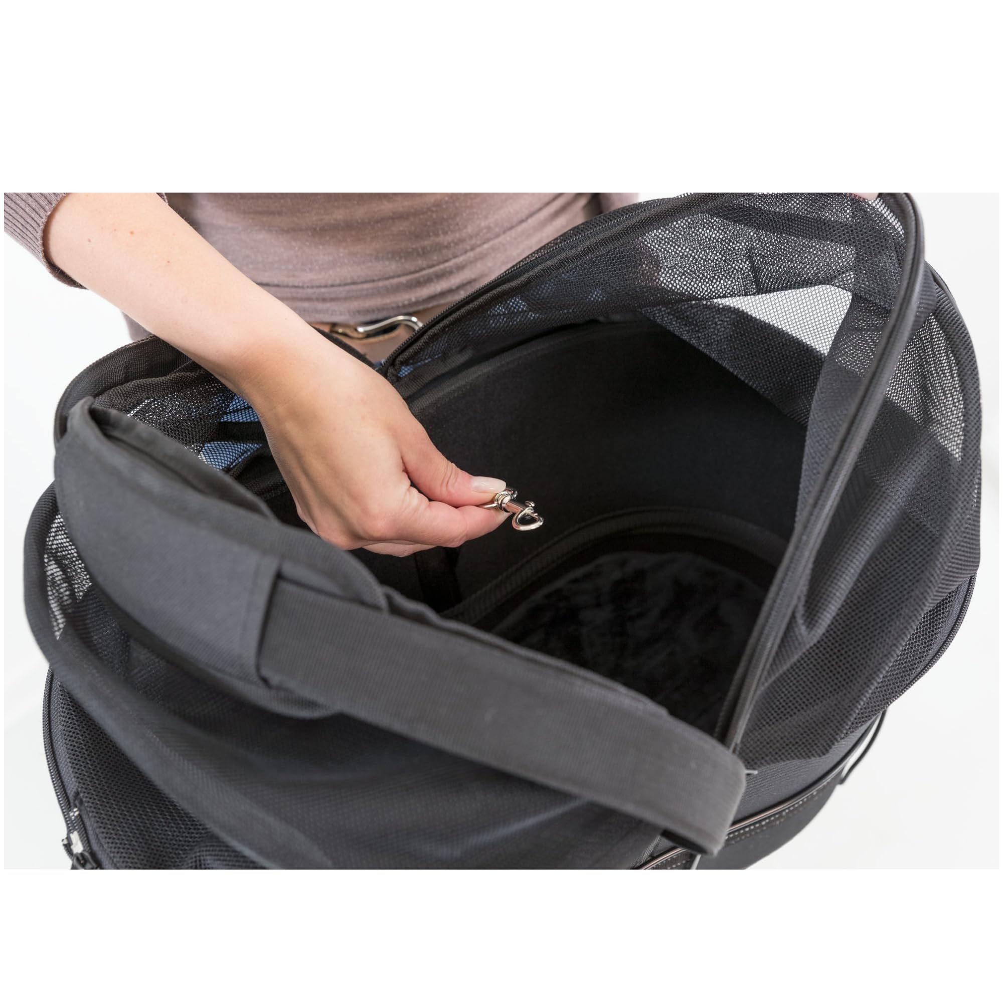 TRIXIE Hundefahrradkorb mit Netzhaube für Gepäckträger - schwarz 29 × 42 × 48 cm