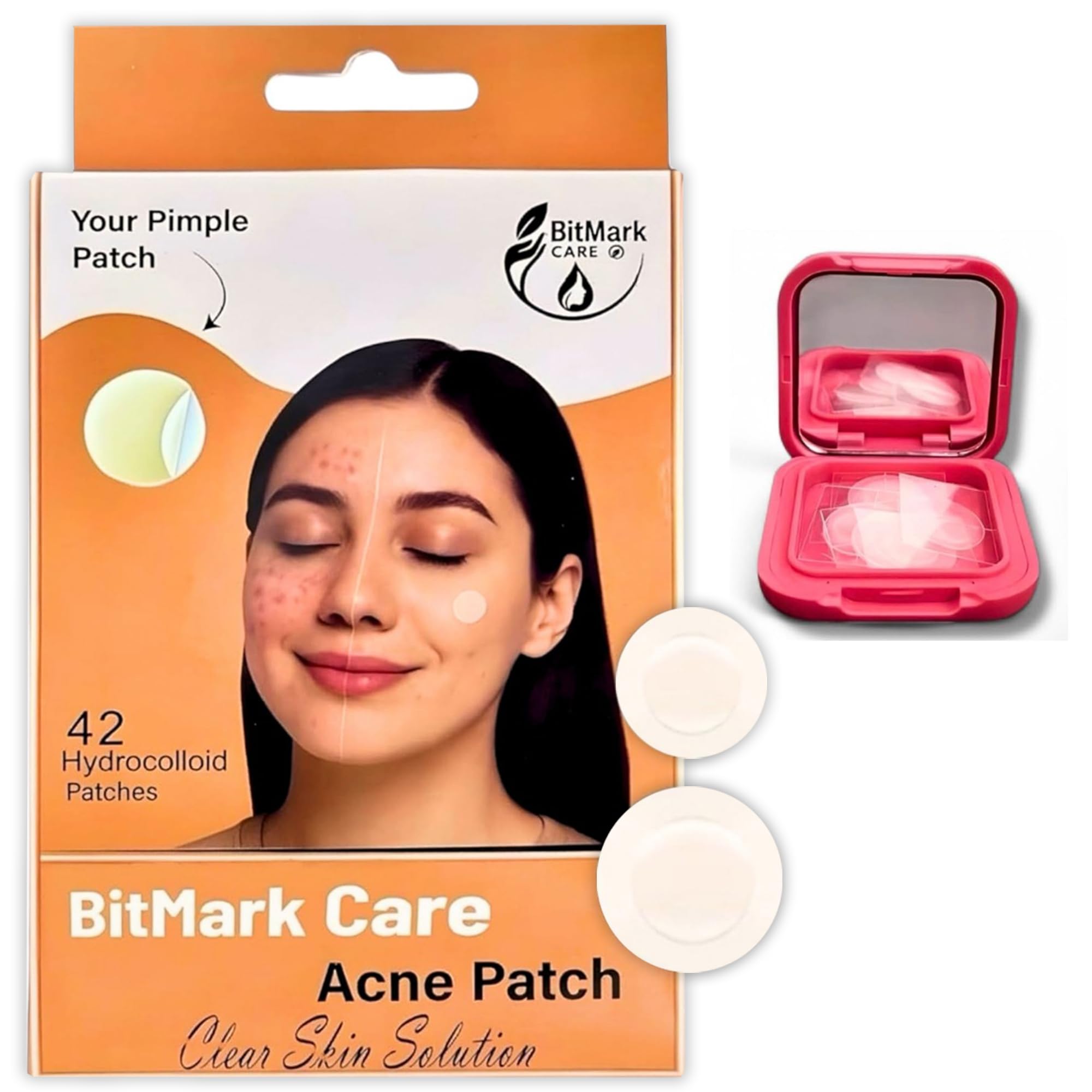 Pimple Patches for face Hydrocolloid Pimple Patches with Case Mirror Invisible Acne Patches for covering pimples Zits Blemishes
