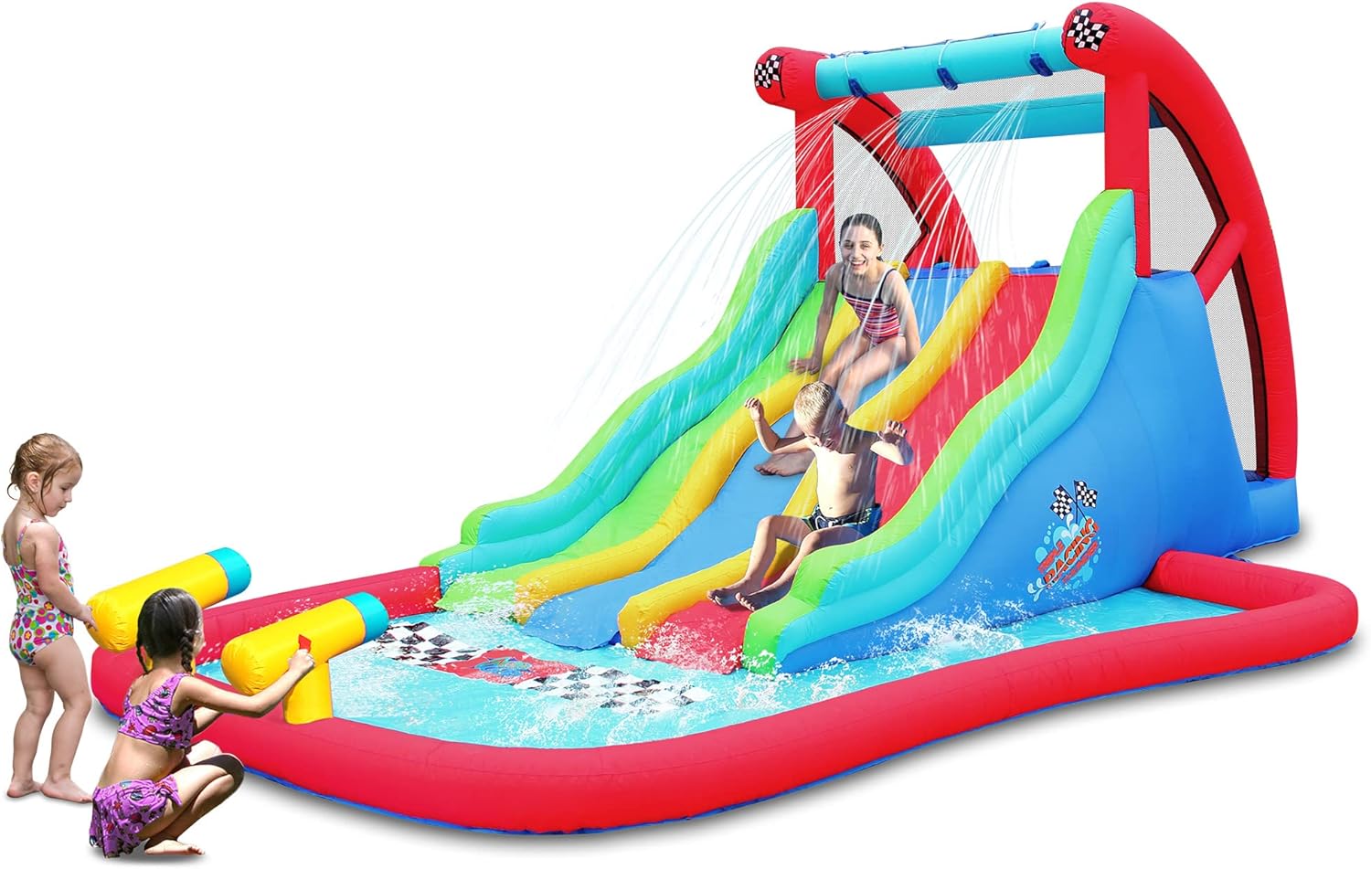 Action Air Inflatable Water Slide, Fun Triple Waterslides