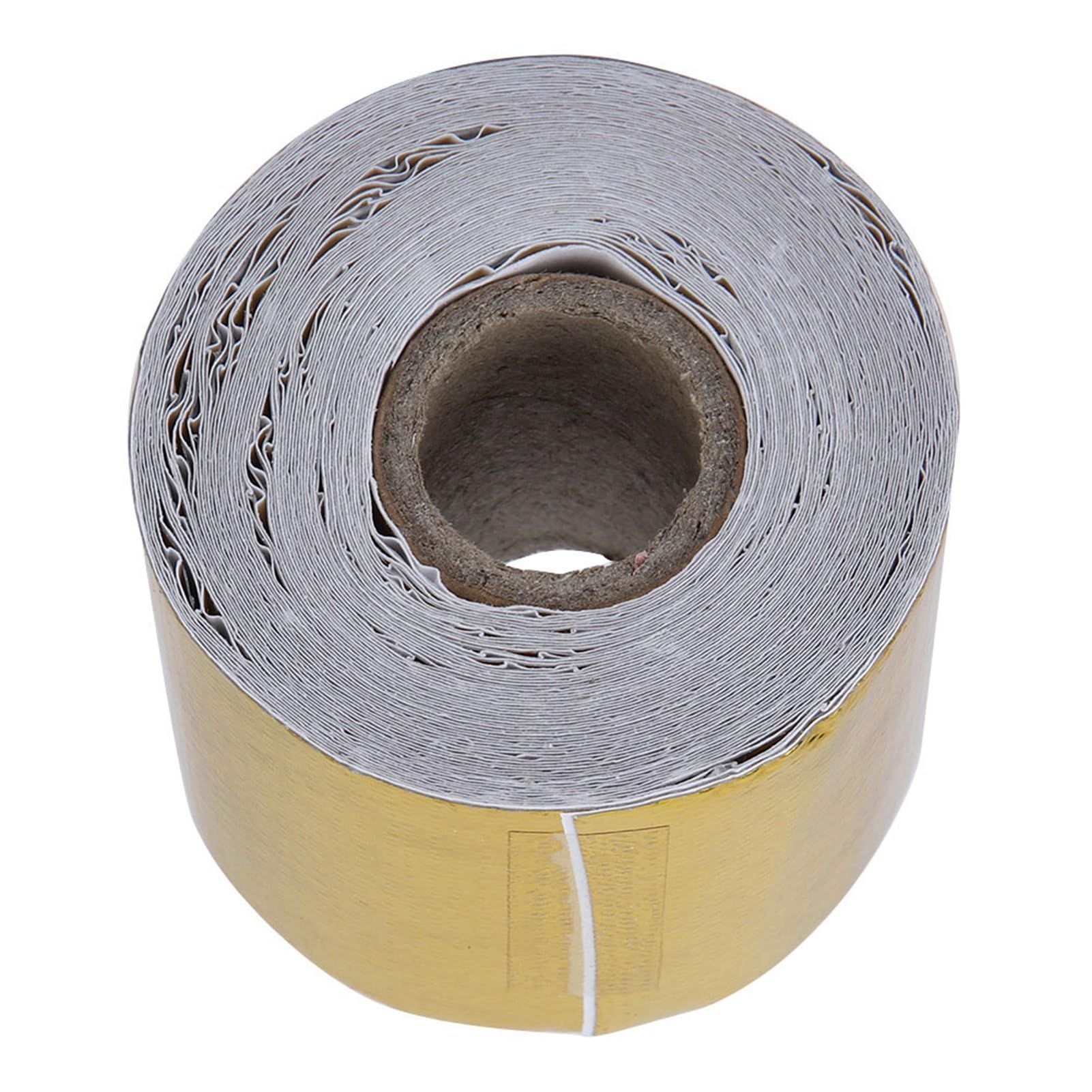 Ruban Adhésif Aluminium, 1 Rouleau Doré 10m*5cm Pare Chaleur Adhesif, Ruban Adhésif Isolant Thermique Autoadhésif Isolant Réfléchissant Voiture Pour Pare-Feu, Capot Moteur