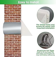 Vista 6 de Cubierta de ventilación de secadora de 4 pulgadas en el exterior, cubierta de ventilación exterior para exteriores, cubierta de ventilación de pared