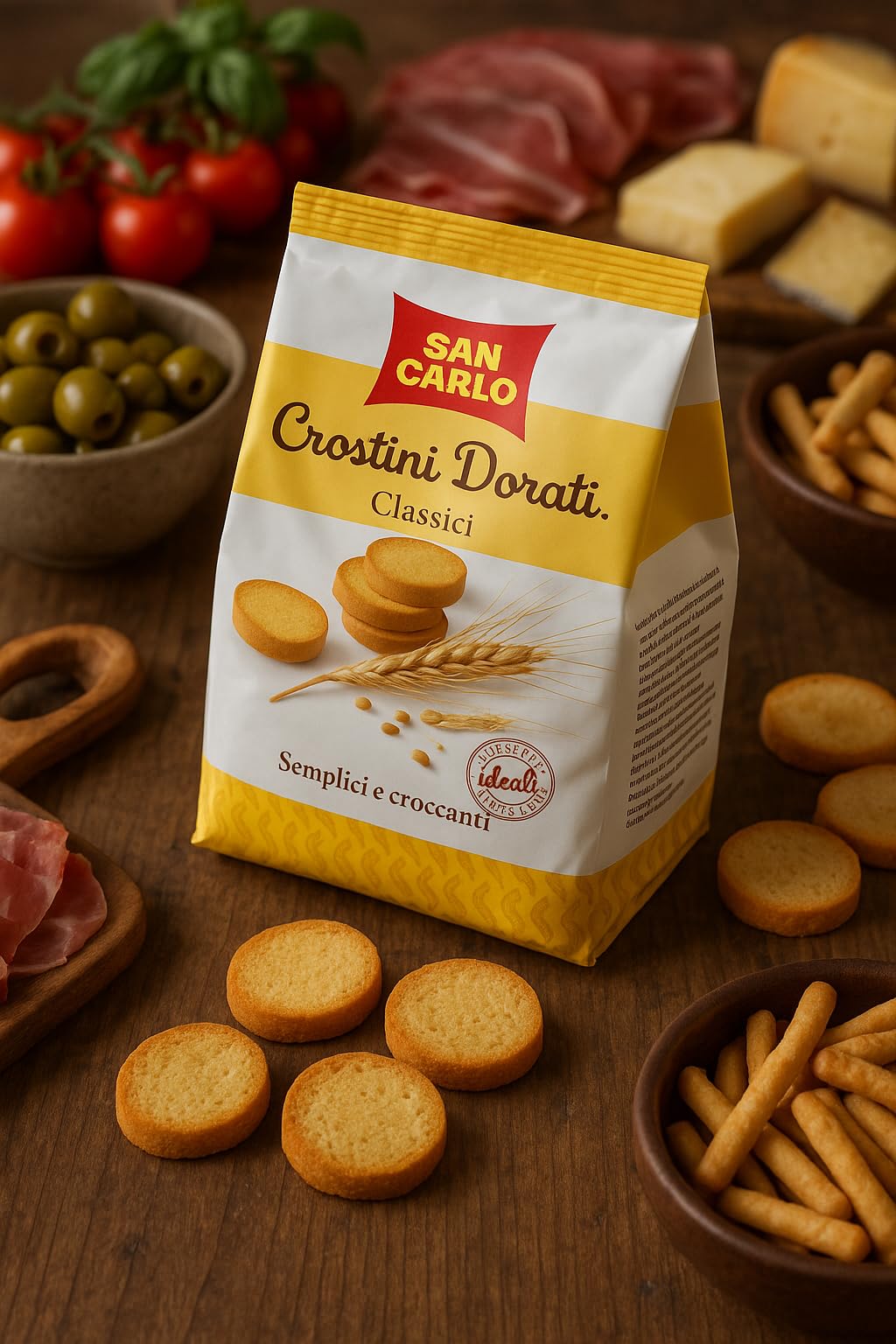 Crostini Dorati Classici – 18 Confezioni da 200g – Totale 3,6kg – Friabili e Croccanti, Ideali per Antipasti, Zuppe, Aperitivi – Prodotto Italiano